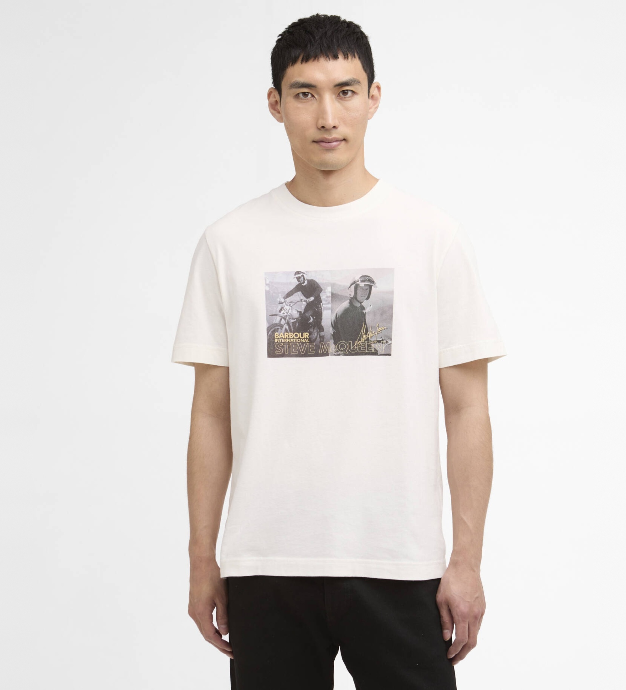 Barbour international für Herren. MTS1585 Hellen Foto-T-Shirt weiß (XL), Beige, Lässig, Baumwolle, Kurzarm