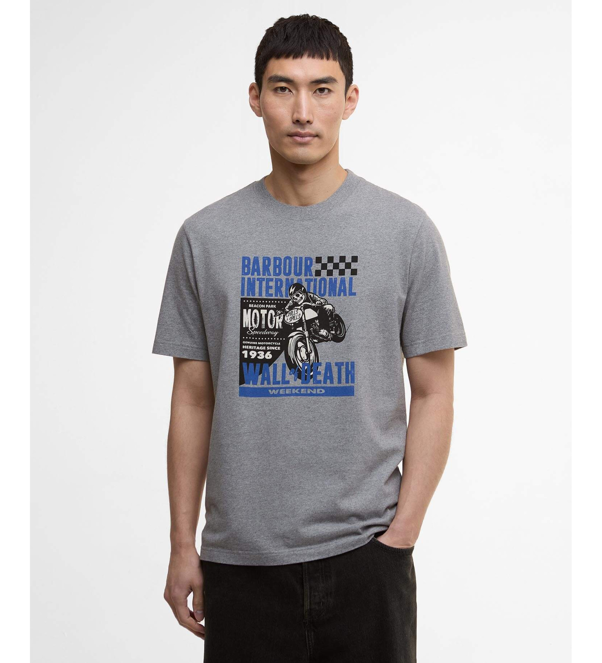 Barbour international für Herren. MTS1479 Weekender-T-Shirt grau (M), Baumwolle, Kurzarm