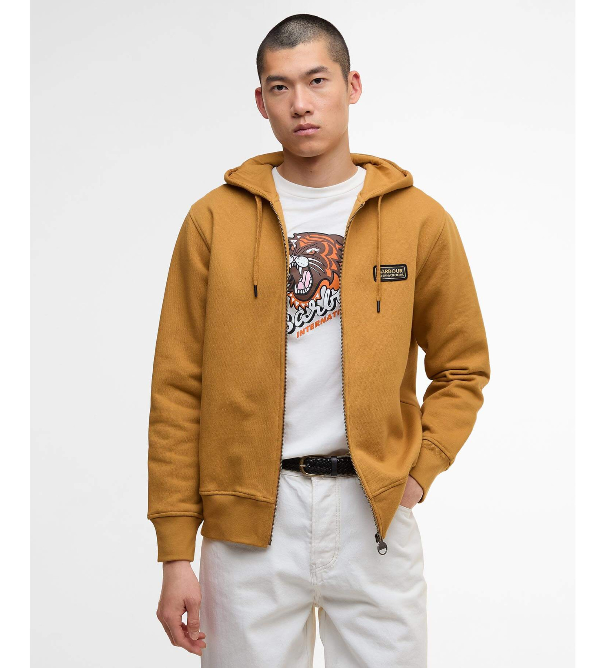 Barbour international für Herren. MOL0704 Senfgelbes Donnington Sweatshirt (S), Lässig, Baumwolle