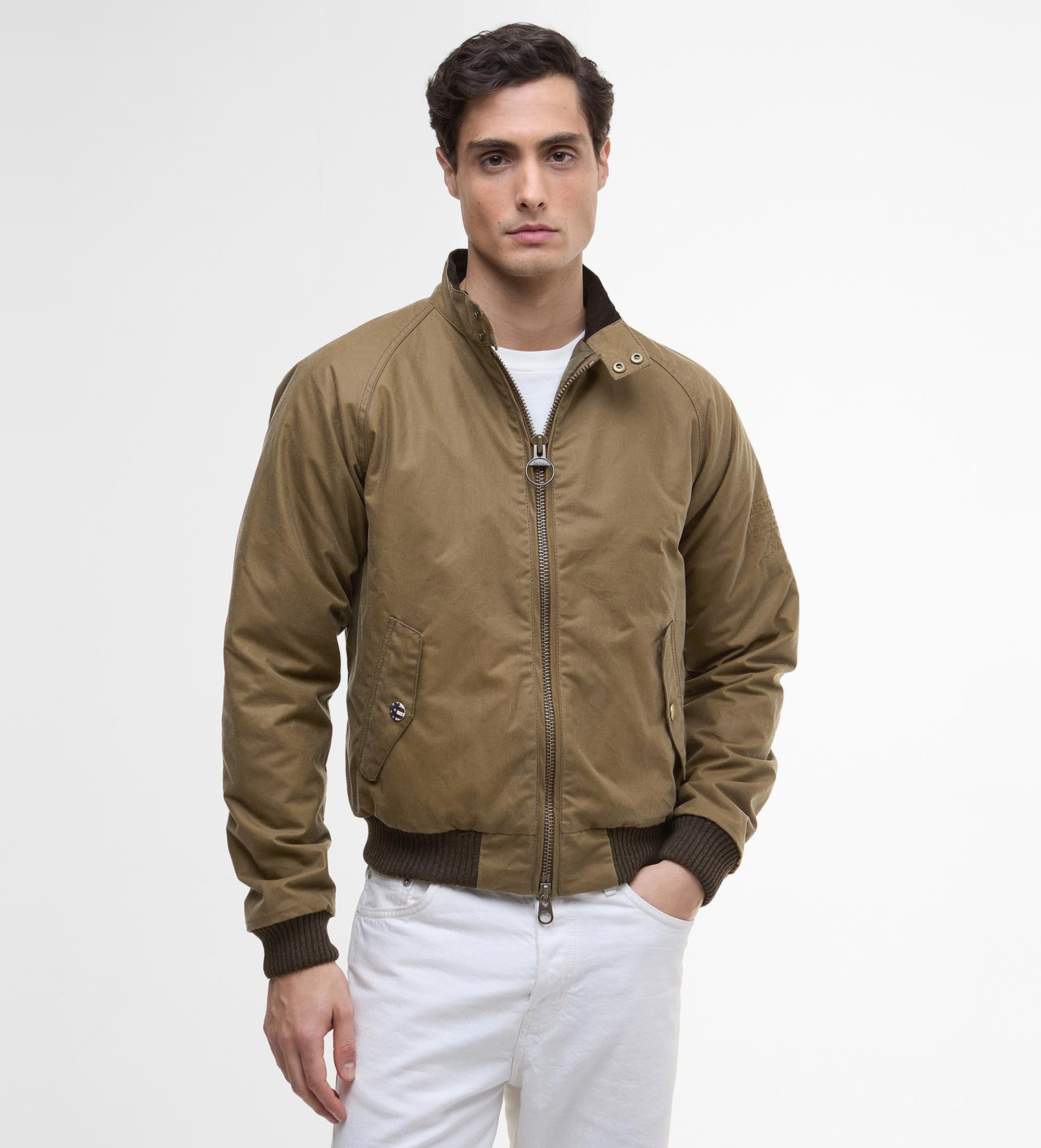 Barbour für Herren. MWX0465 Merchant Wax Jacke sand (L), Beige, Lässig, Baumwolle