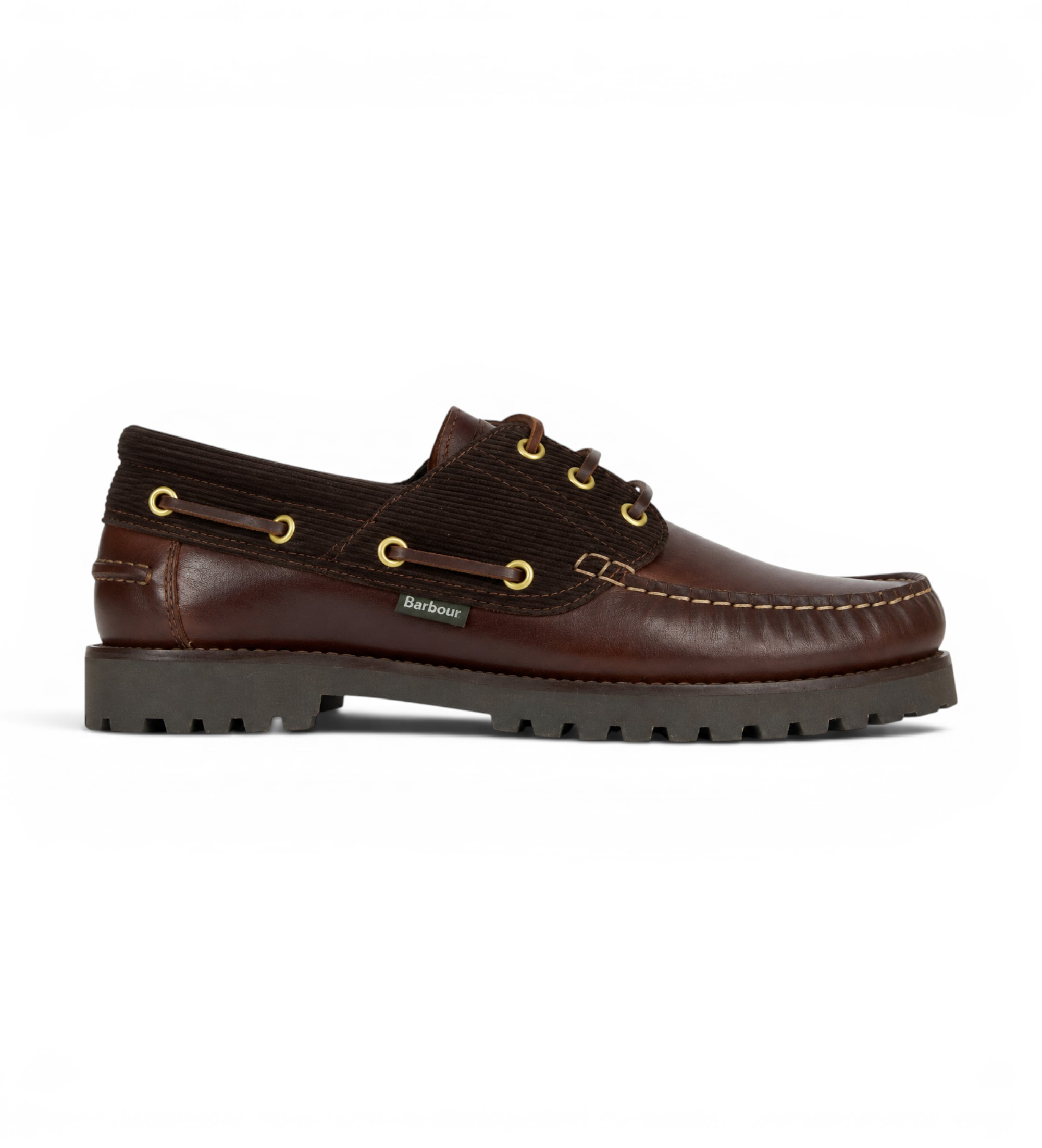 Barbour für Herren. MFO0795 Braune Leder-Bootsschuhe Deck (44), Wohnung, Schnürsenkel, Lässig