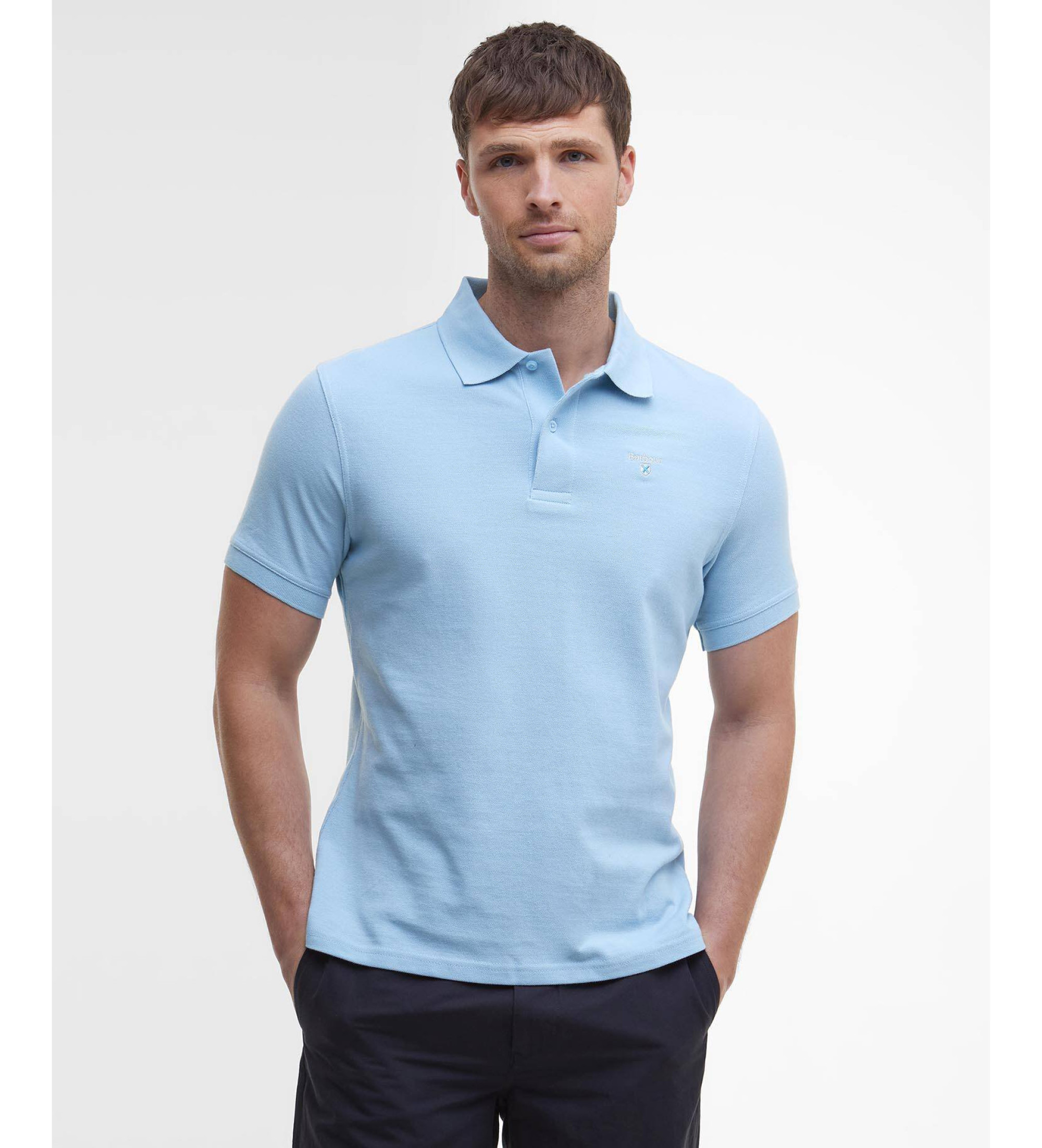 Barbour für Herren. MML0358 Original blaues Poloshirt (XXL), Lässig, Baumwolle, Kurzarm
