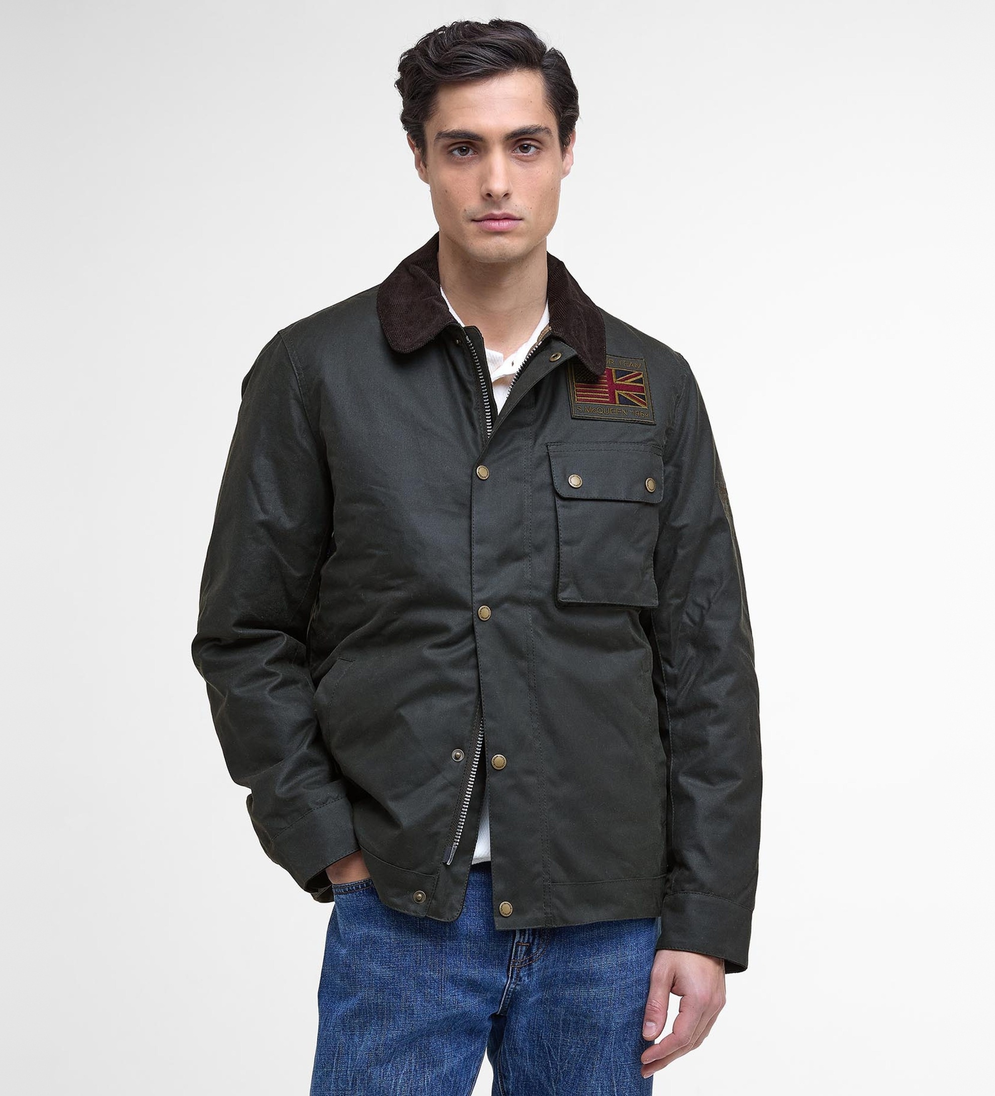 Barbour für Herren. MWX1853 Jacke Workers Wax dunkelgrün (XL), Lässig, Baumwolle