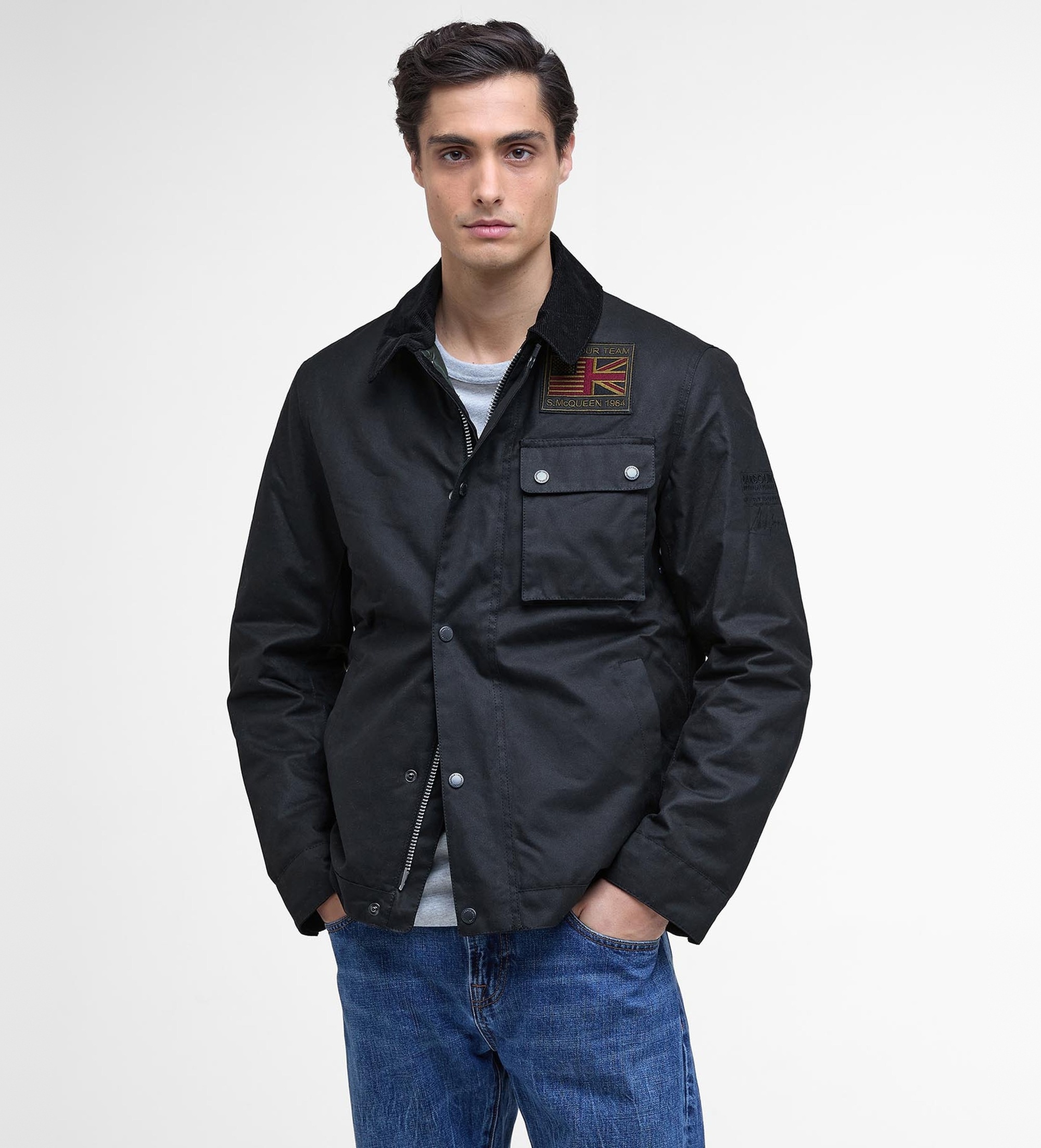 Barbour für Herren. MWX1853 Workers Wax Jacke schwarz (XL), Lässig, Baumwolle