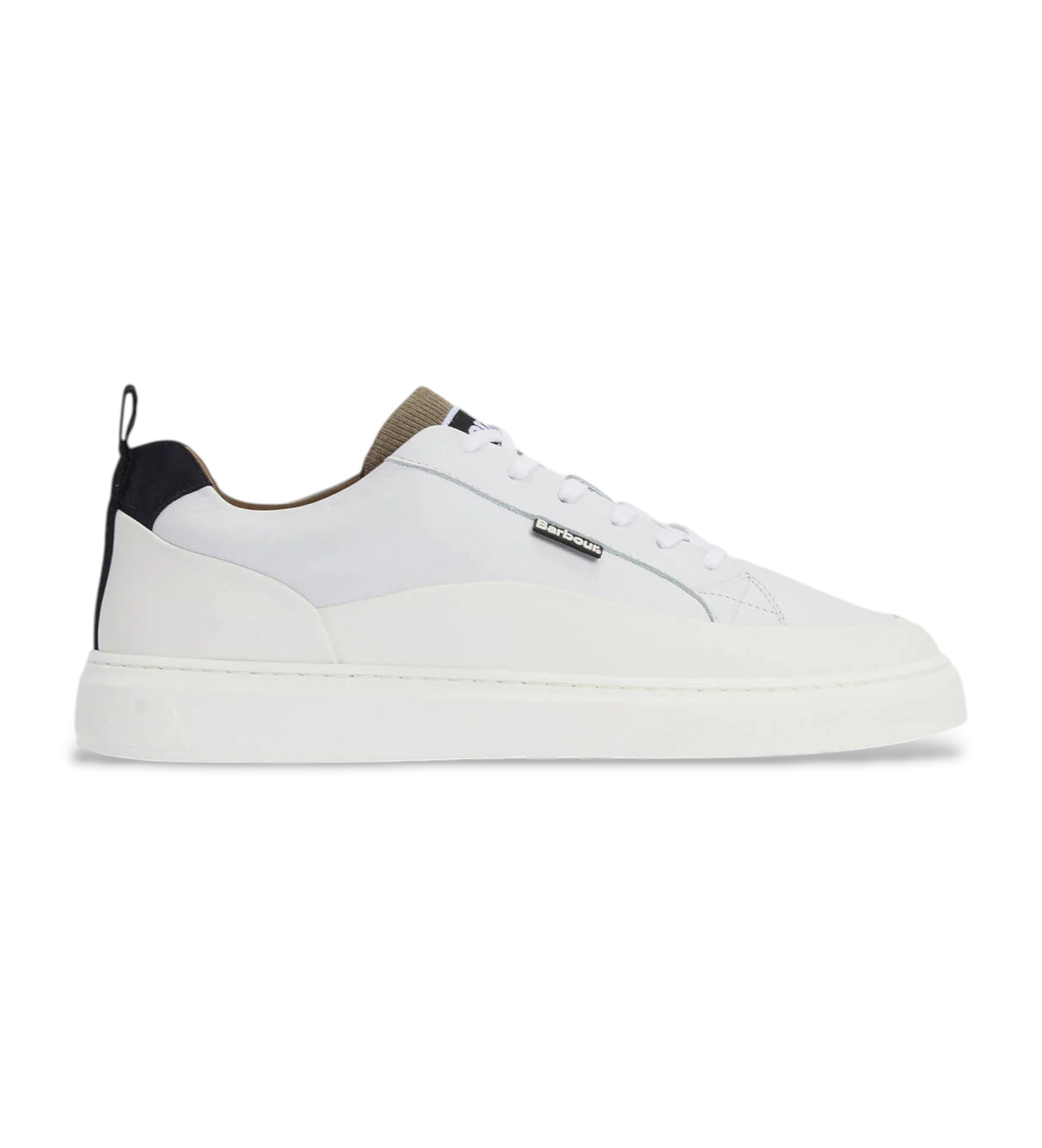 Barbour für Herren. MFO0843 Stannington Trainer Lederschuhe weiß (44), Wohnung, Schnürsenkel, Lässig