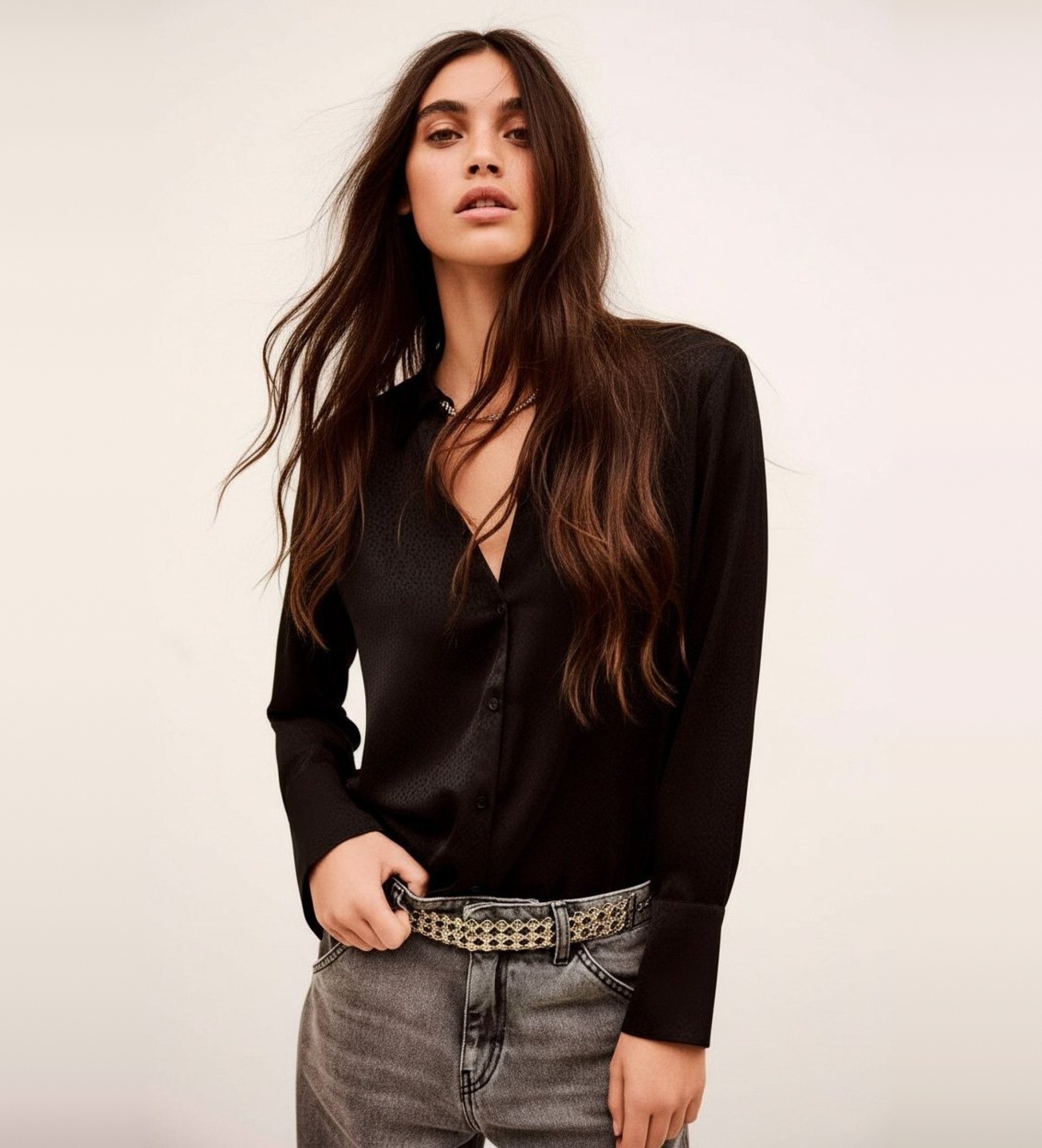 BA&SH für Damen. 1H25ITSE Itsey Hemd schwarz (40), Lässig, Langarm, Recyceltes Polyester
