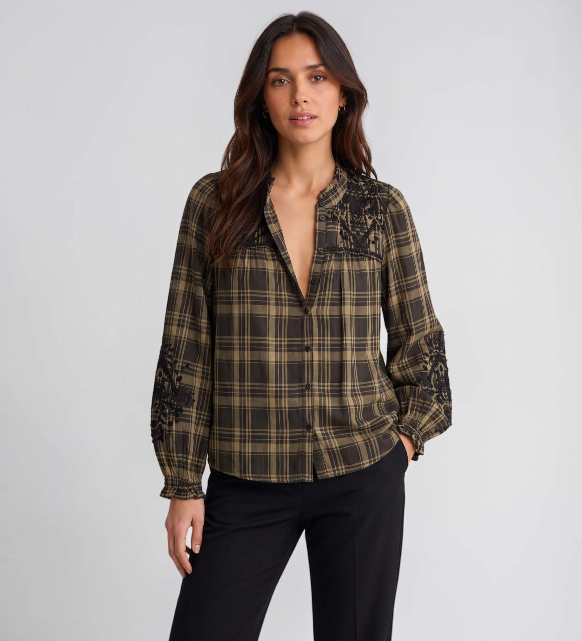 BA&SH für Damen. 1H26KAEL Kaela Hemd in Khaki (36), Lässig, Grün, Baumwolle, Langarm