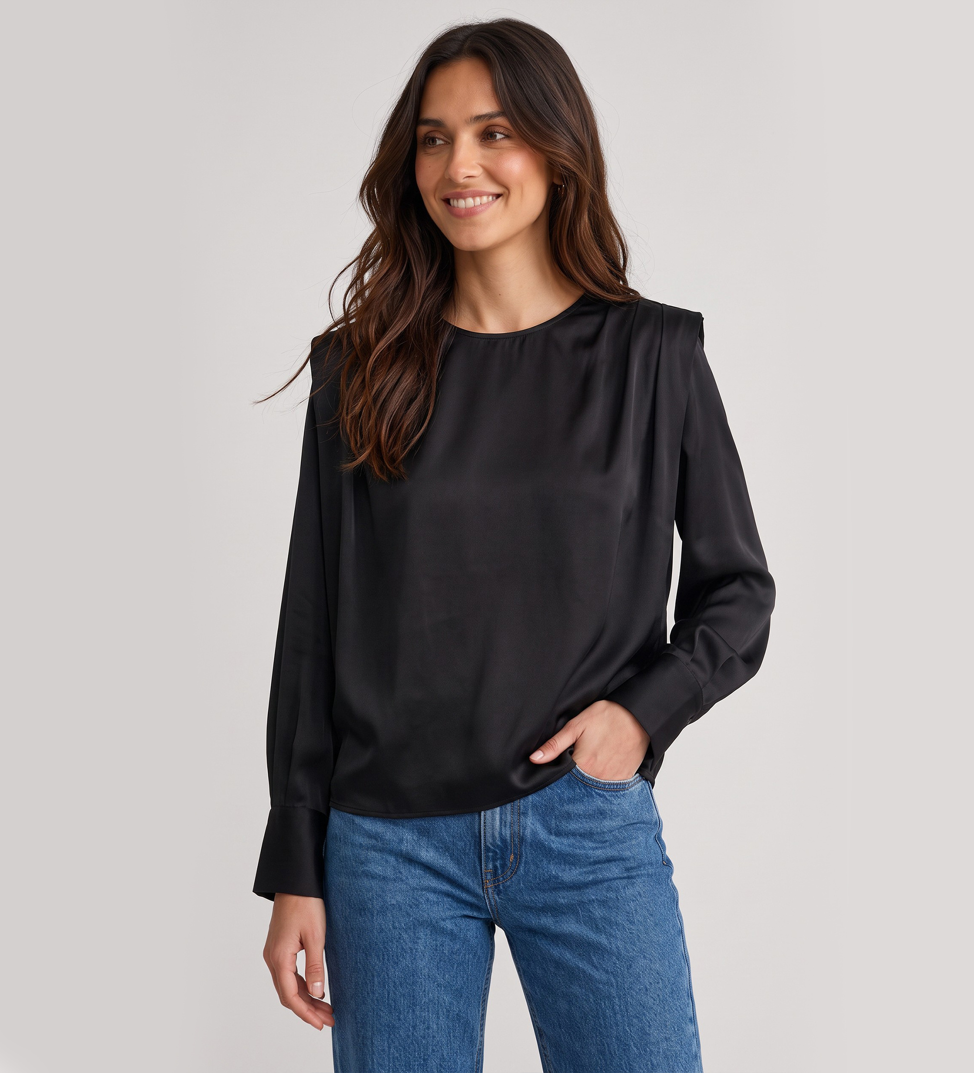BA&SH für Damen. 1H26CADI Satiniertes Top Cadie schwarz (36), Lässig, Polyester, Langarm