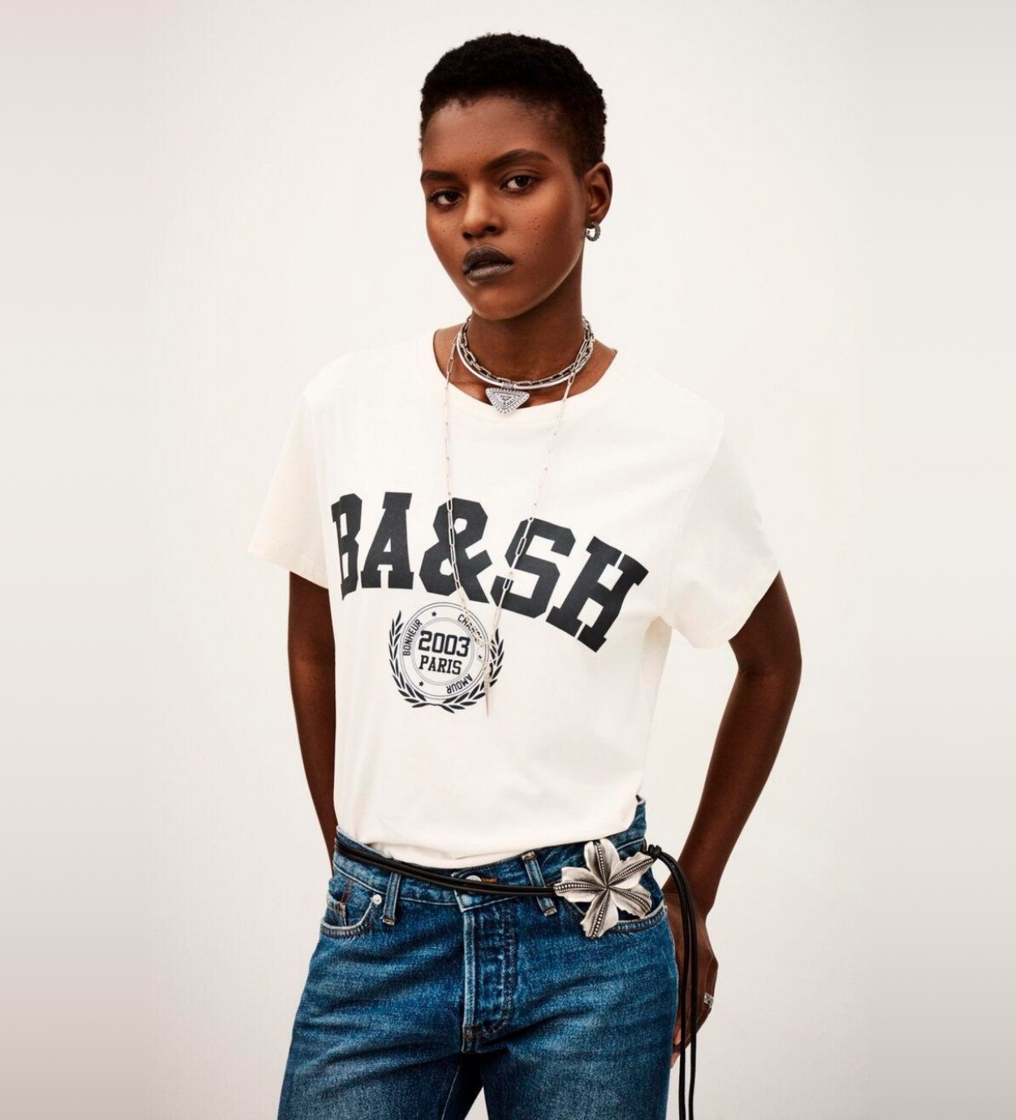 BA&SH für Damen. 1H24IONI Beigefarbenes Ioni-T-Shirt (34), Lässig, Baumwolle, Kurzarm