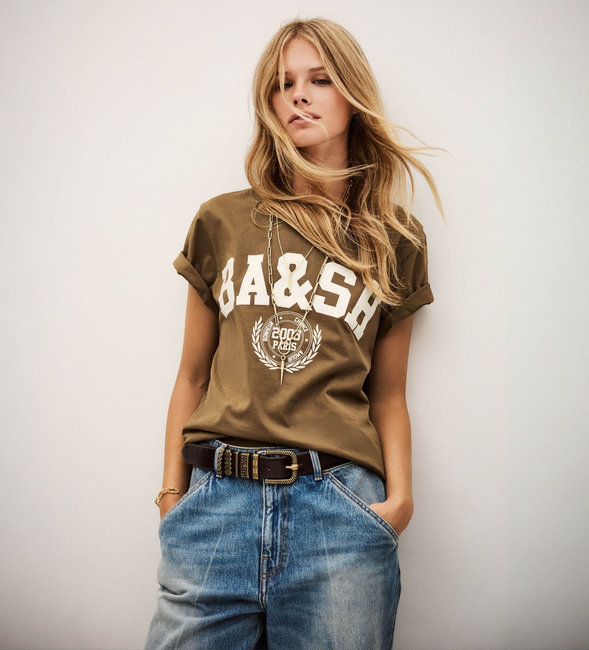 BA&SH für Damen. 1H25IONI Braunes Ioni-Shirt (36), Lässig, Baumwolle, Kurzarm