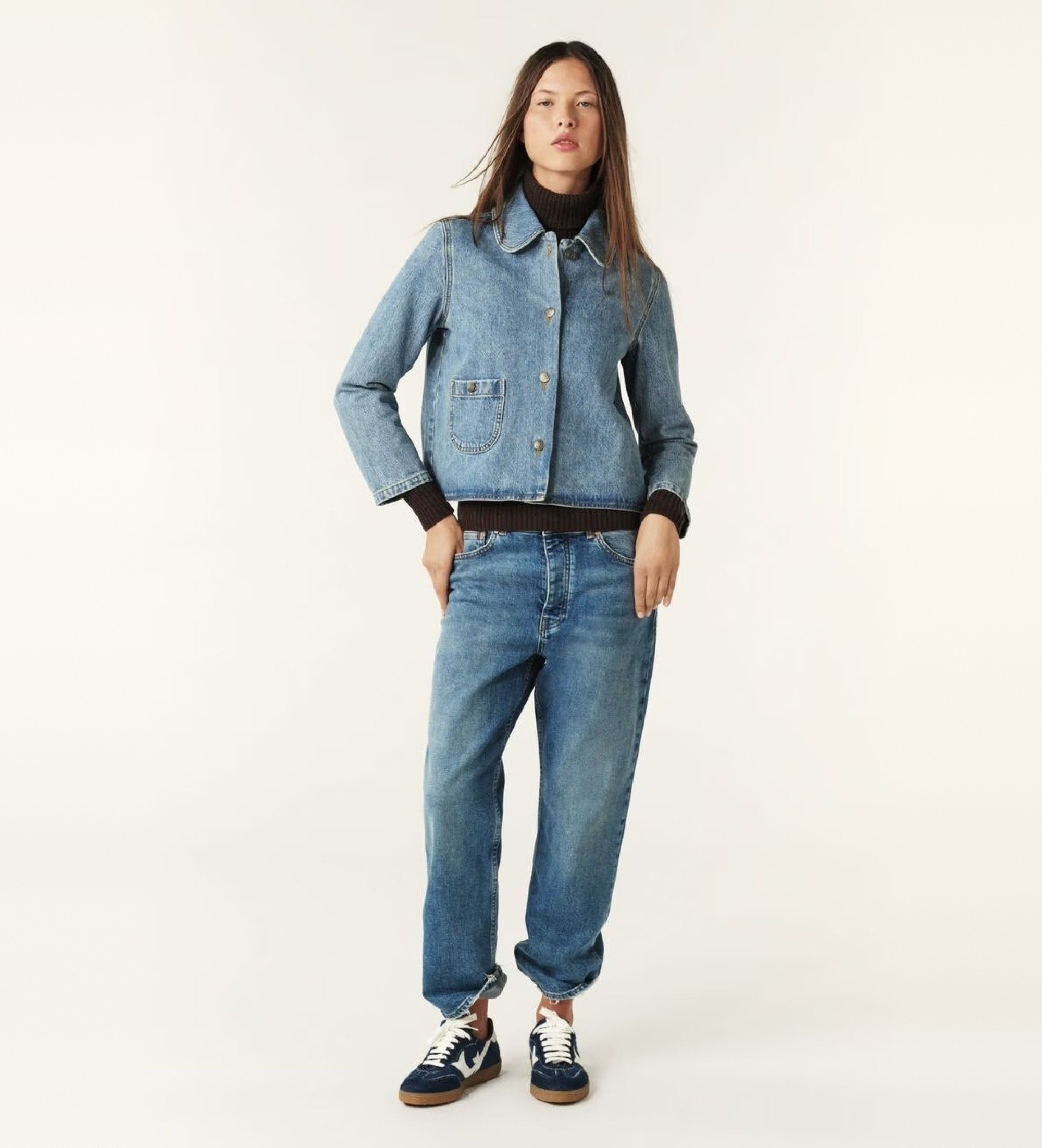 BA&SH für Damen. 1E24TINY Tiny Jacket blau (34), Lässig, Baumwolle, Denim, 3/4 Ärmel
