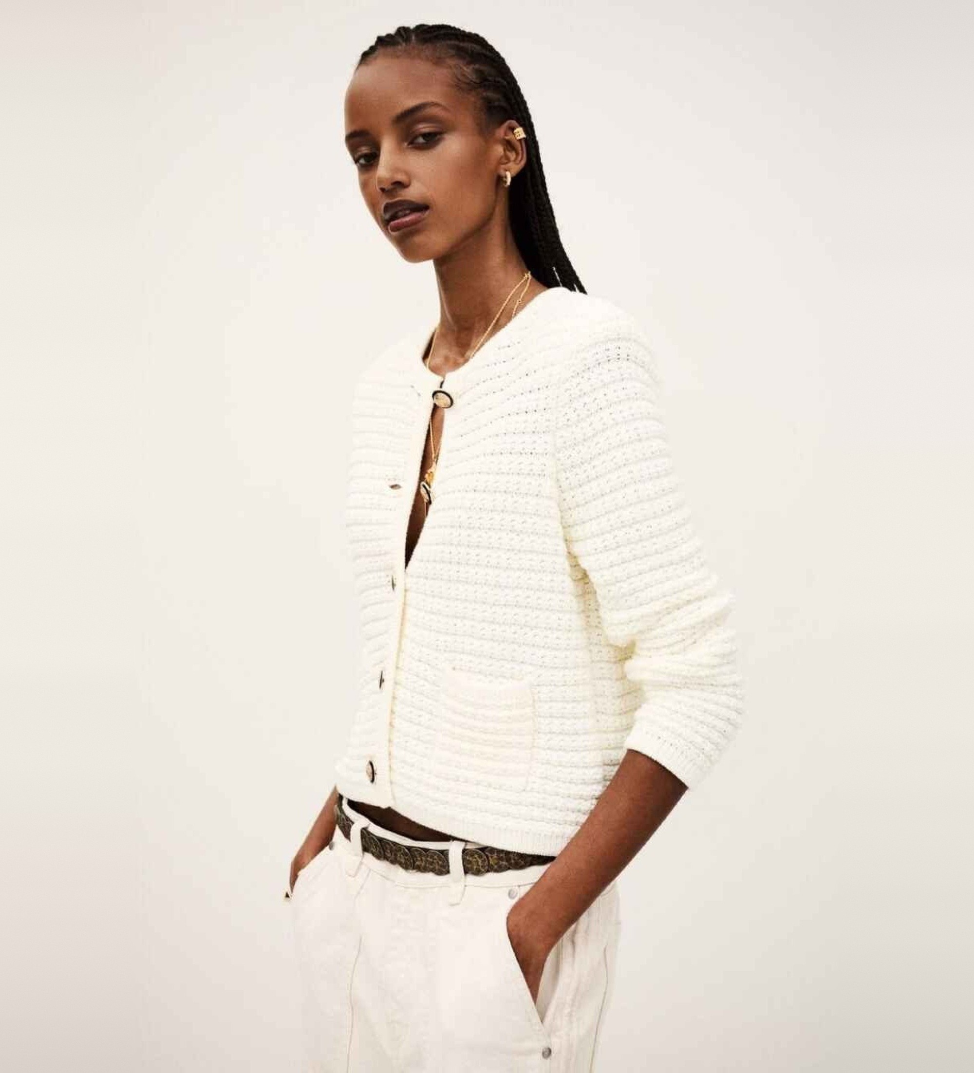 BA&SH für Damen. 1E24GASP Beige Gaspard Strickjacke (40), Lässig, Baumwolle