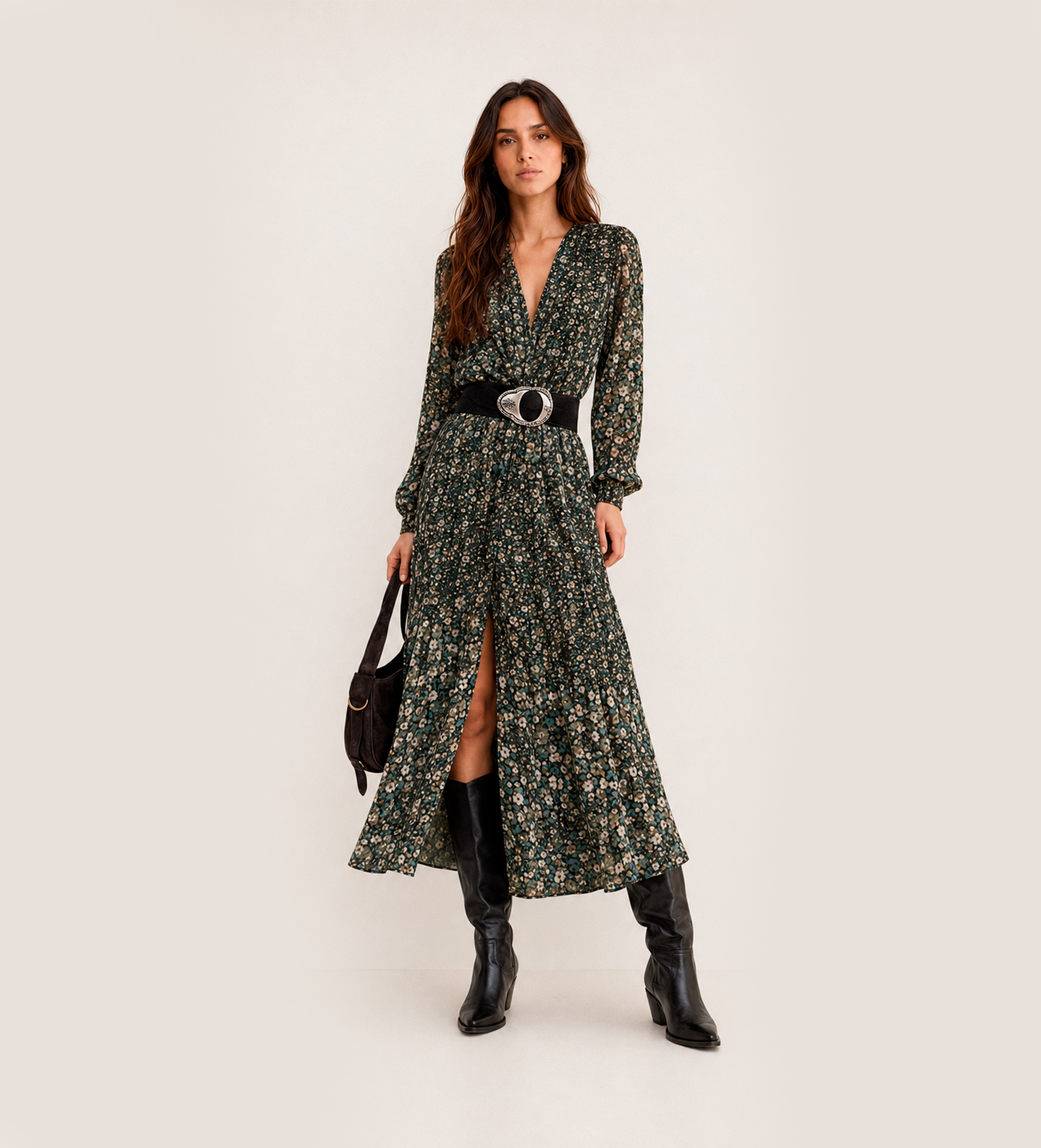BA&SH für Damen. 1H26KACY Kacy Kleid, khaki (36), Lässig, Grün, Viskose, Langarm