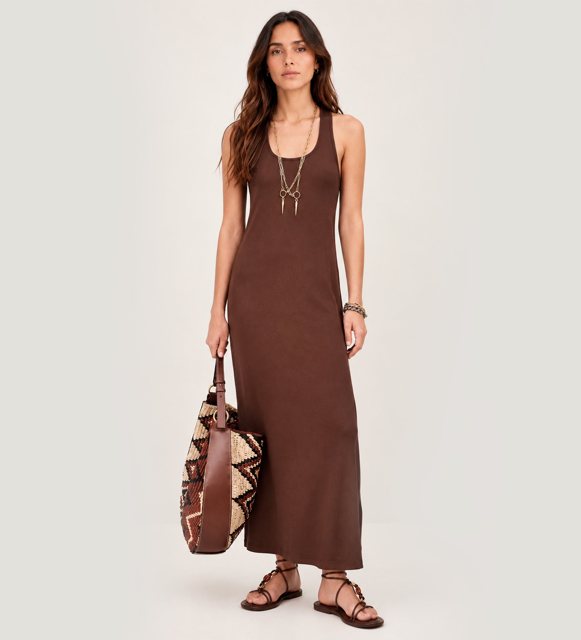 BA&SH für Damen. 1E26NAOR Braunes Kleid von Naora (36), Lässig, Polyester, Ärmellos / Hosenträger