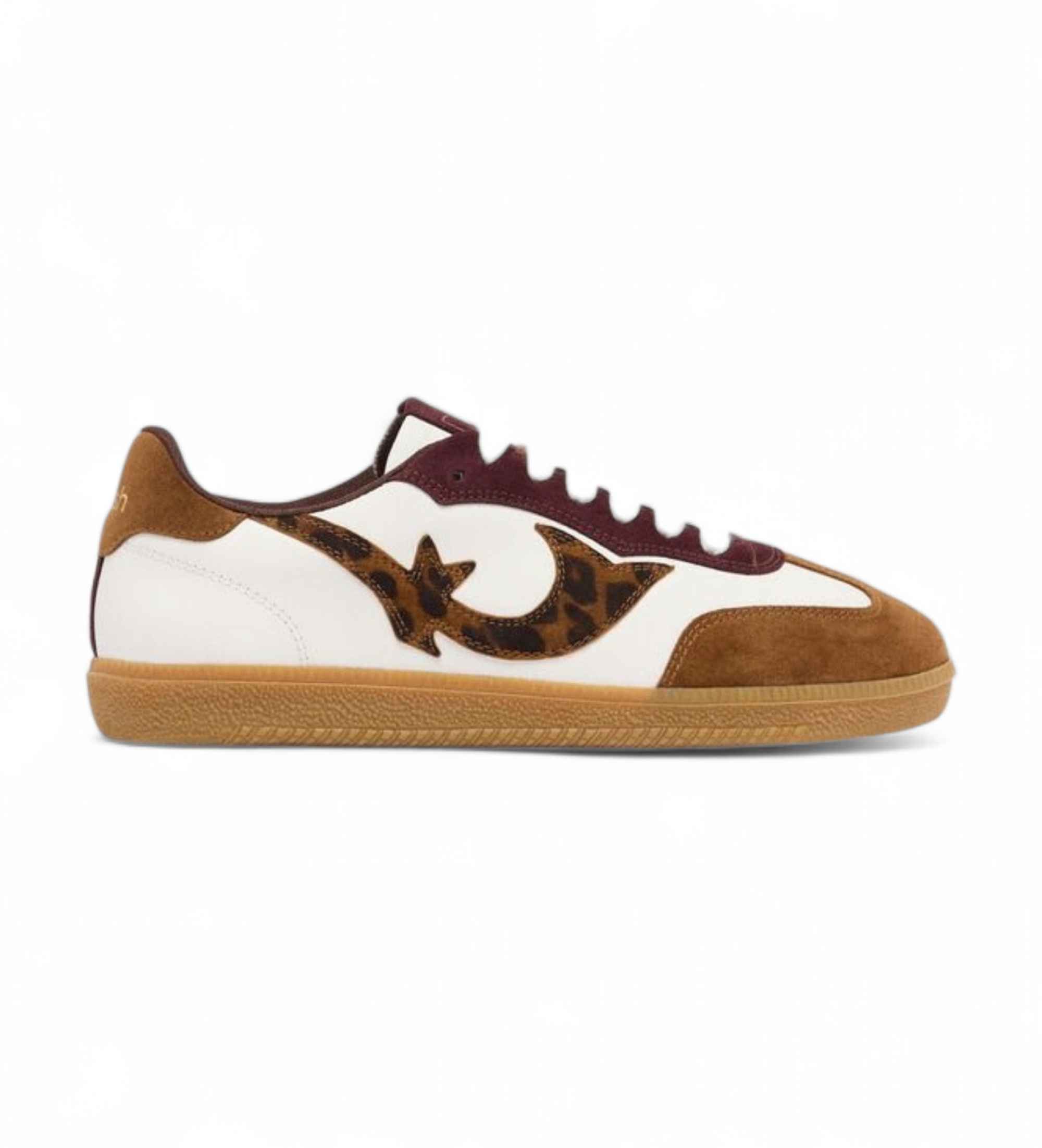 BA&SH für Damen. 2H24LCRE Weiße Leopardenleder-Sneakers (36), Wohnung, Schnürsenkel, Lässig