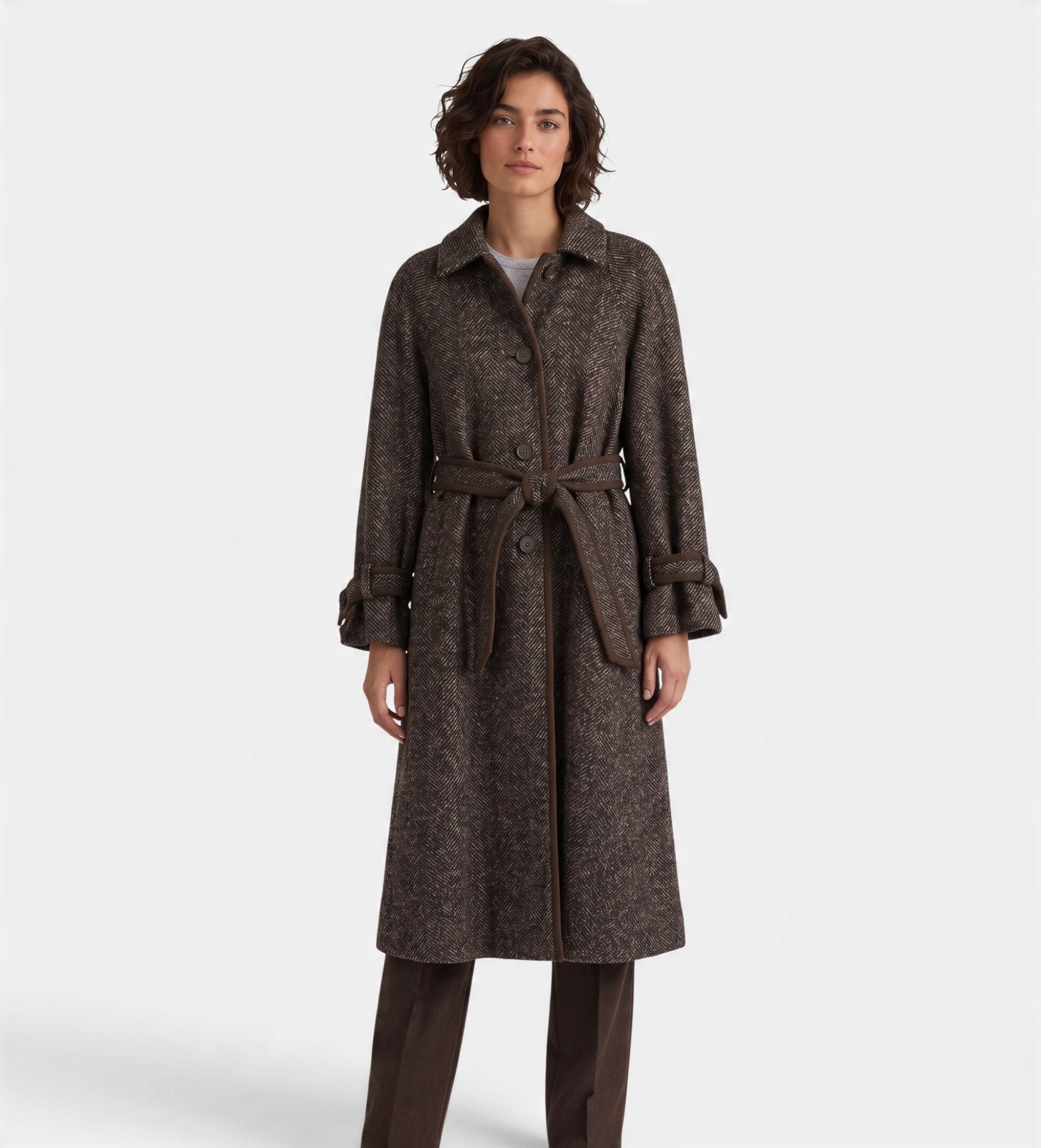 Bazar Deluxevoor vrouwen. S1244 Bruine Cappotto jas (38), Wol, Klassiek