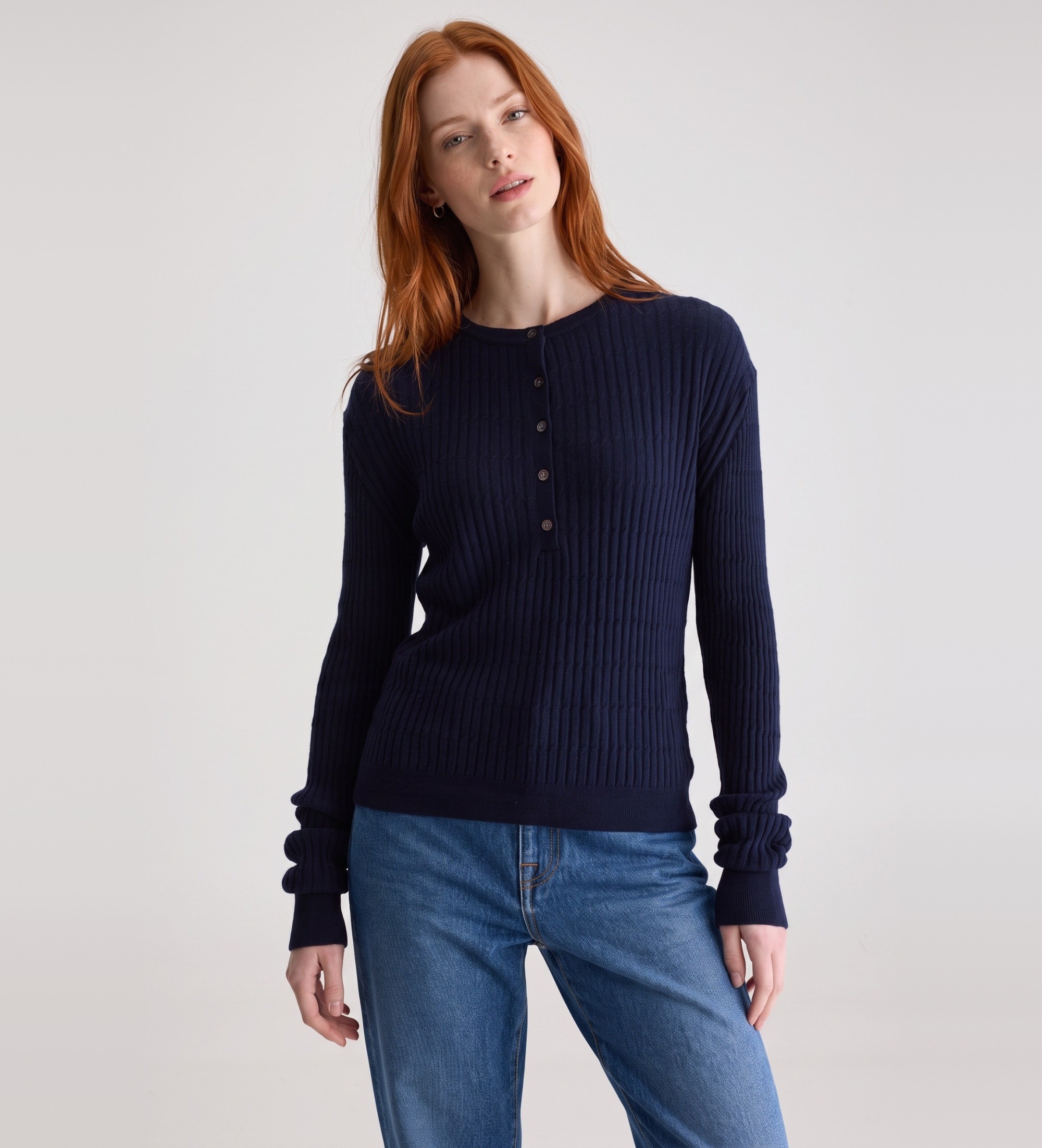 Bellerose für Damen. BW262927 K1714U Jersey Aryro marineblau (S), Lässig, Wolle, Langarm