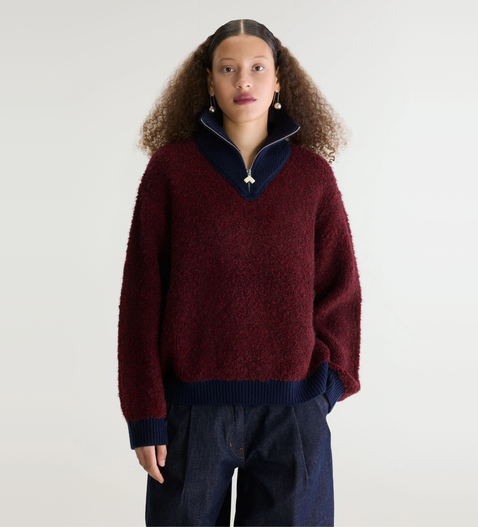 Bellerosevoor vrouwen. BW262986 K1810U Bordeauxrode Dooh-trui (XS), Casual, Granaatappel, Wol