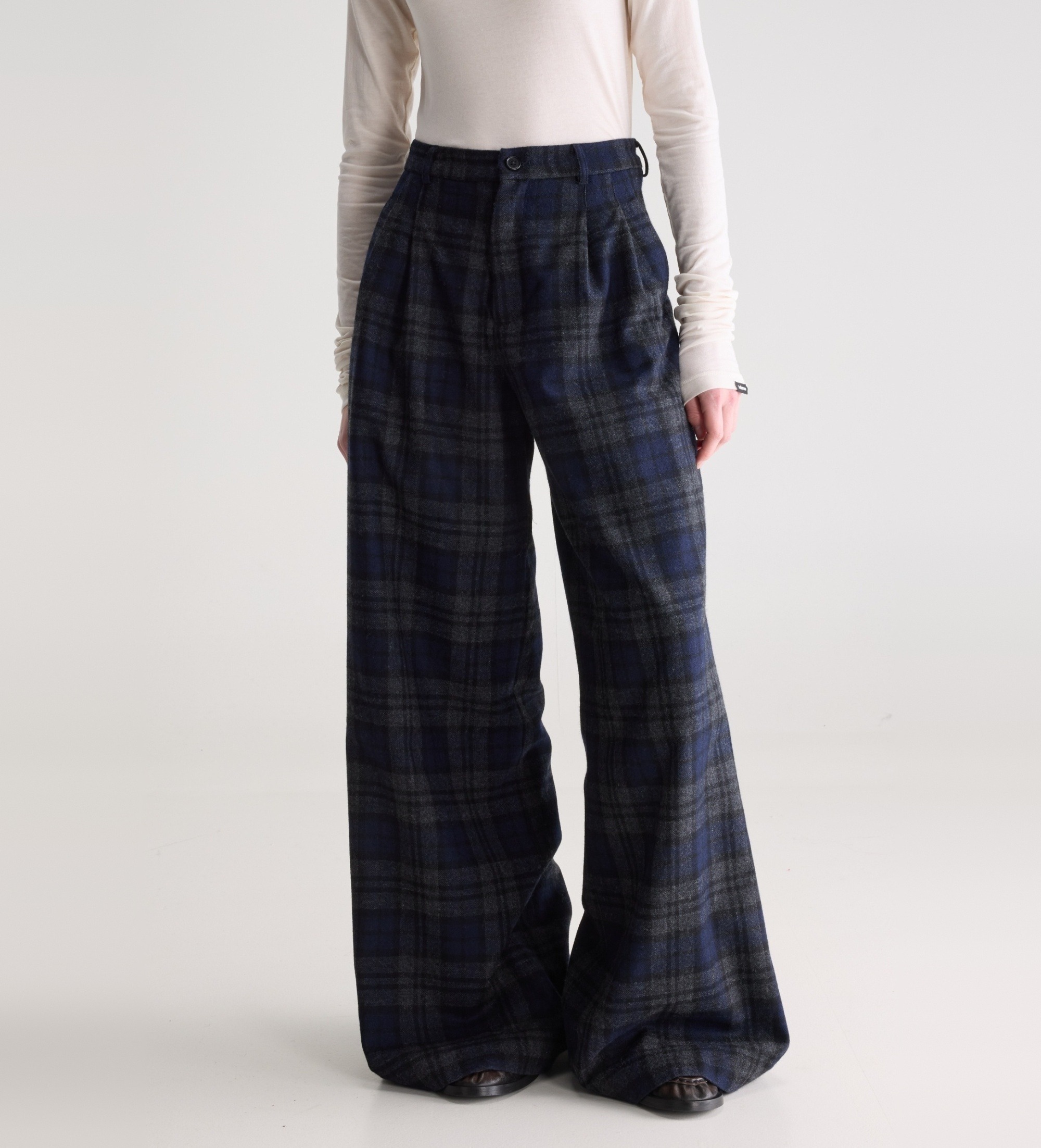 Bellerose für Damen. BW262118 C1452 Jenoa Hose mit blauen Karos (38), Lässig, Wolle, Marine