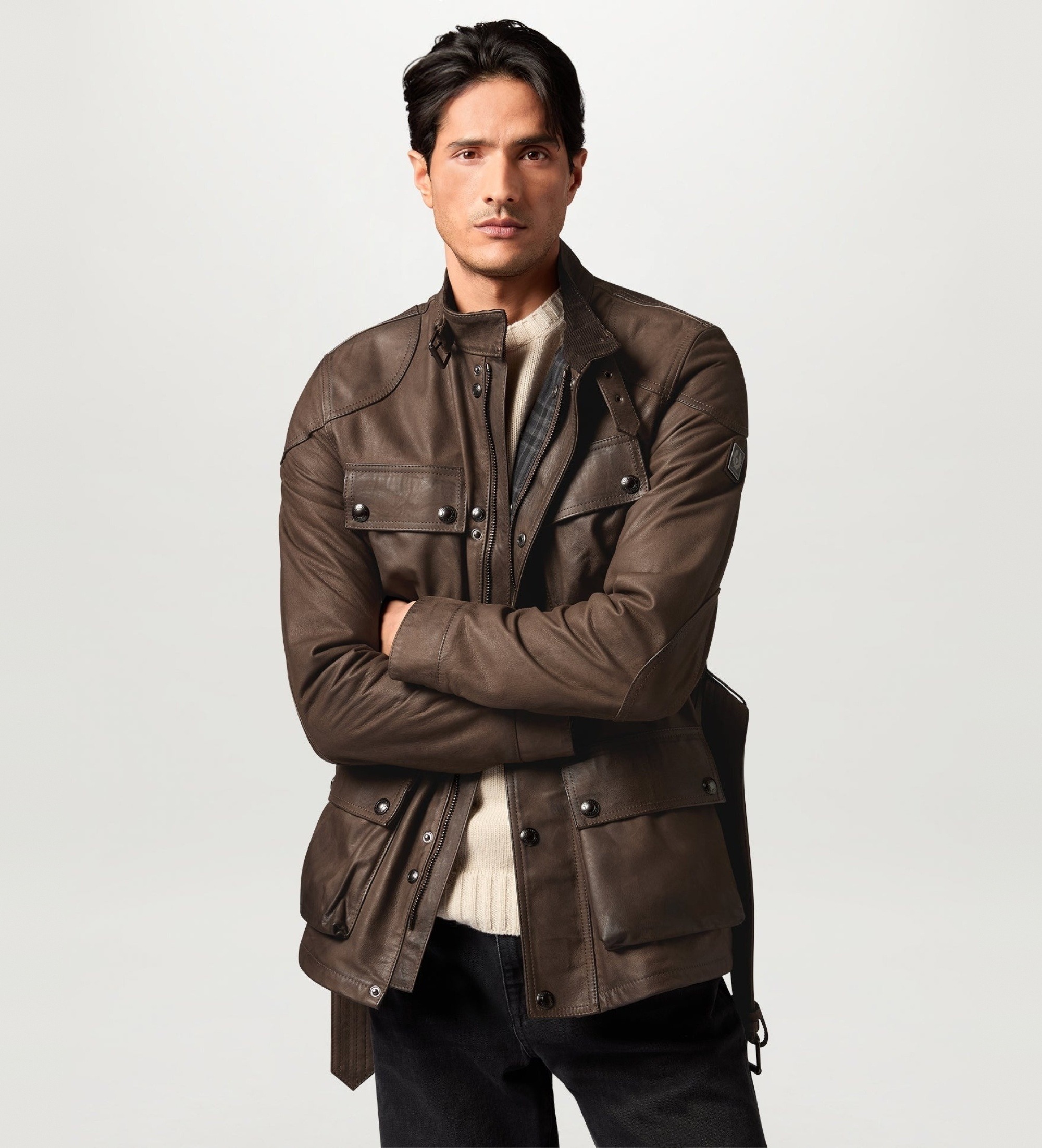 Belstaff für Herren. 106525 Trialmaster Panther Nubuck Lederjacke braun (52), Lässig
