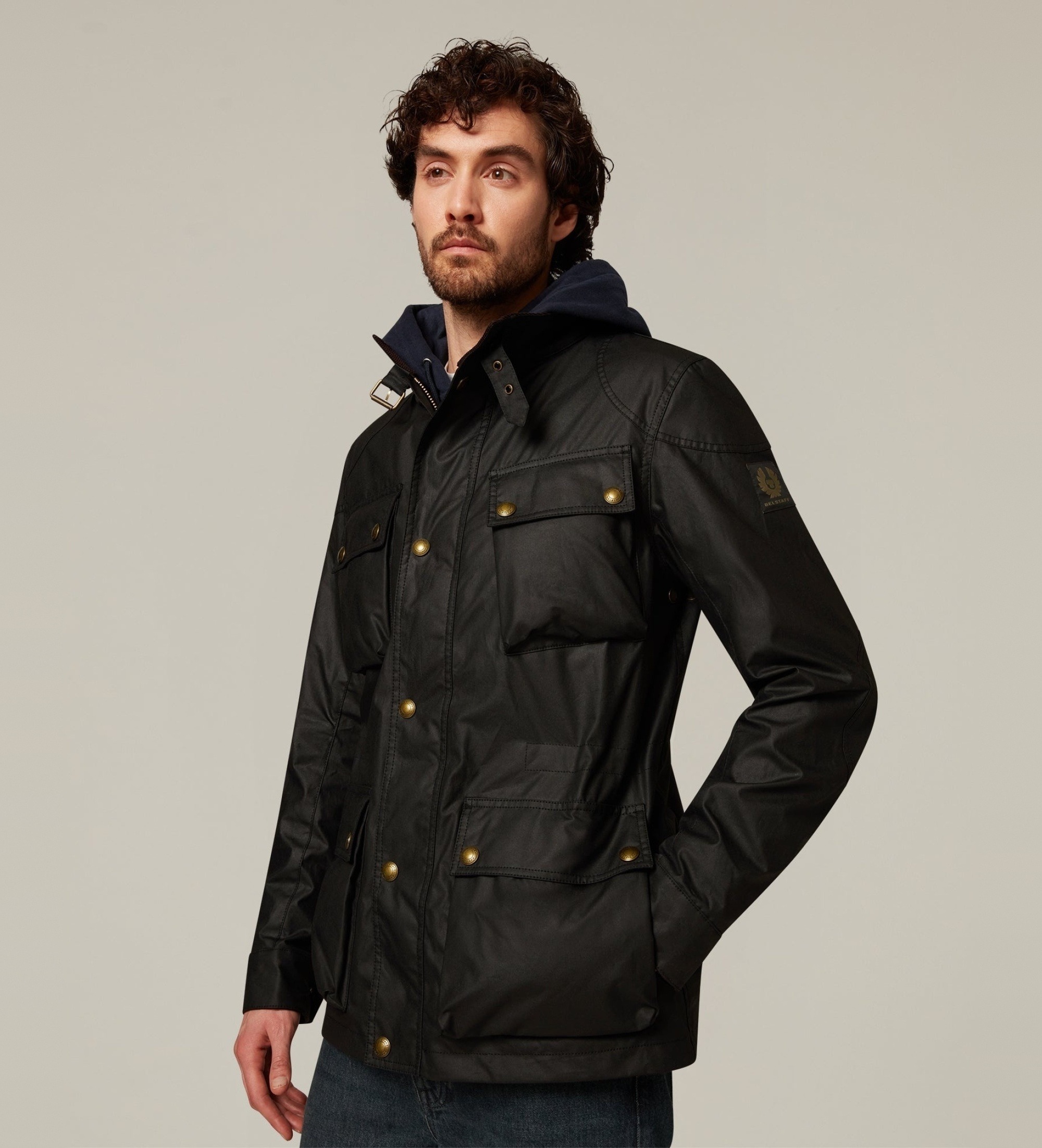 Belstaff für Herren. 105300 Fieldmaster Jacke schwarz (46), Lässig, Baumwolle