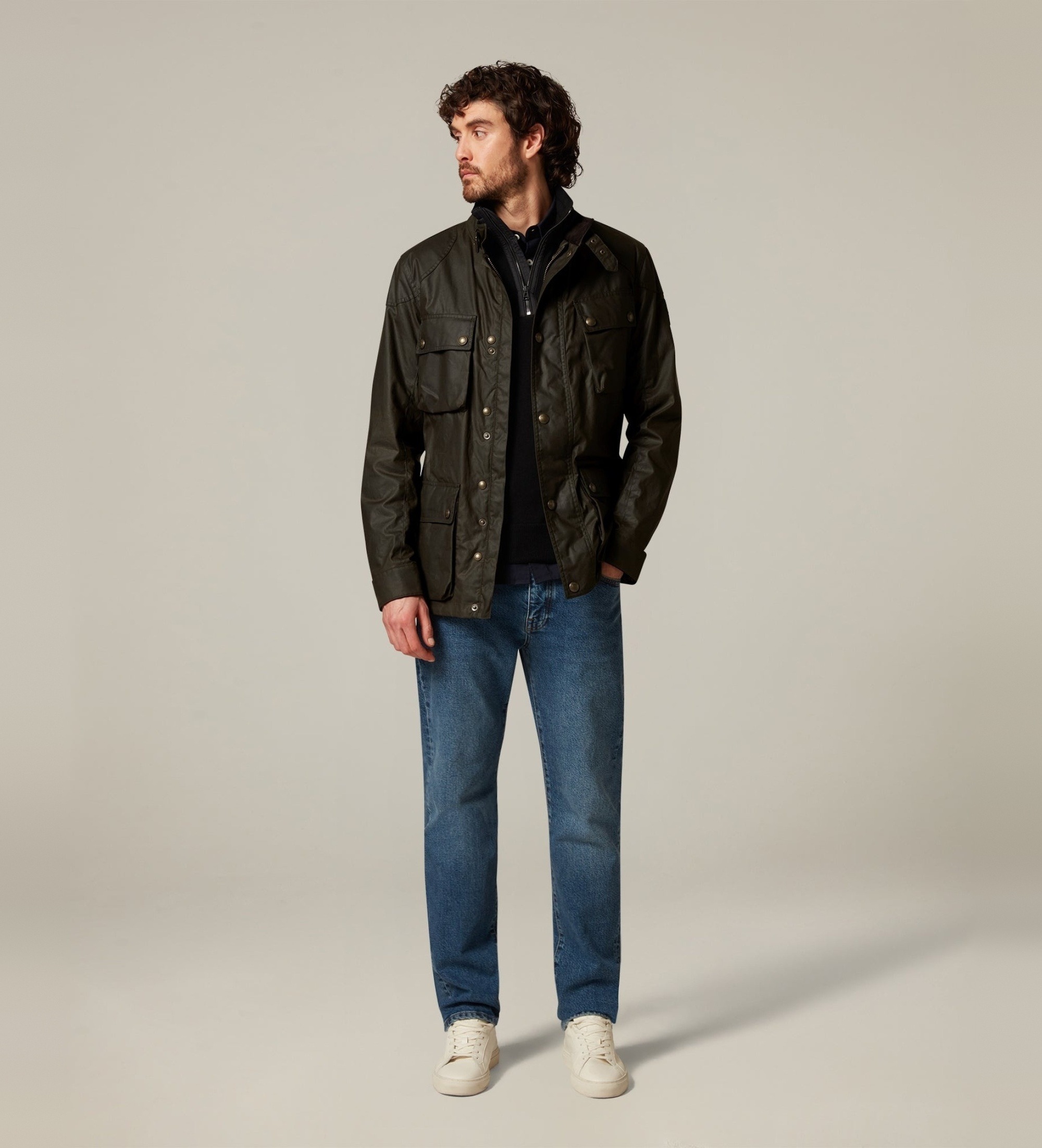 Belstaff für Herren. 105300 Fieldmaster-Jacke in verwaschenem Olivgrün (48), Lässig, Baumwolle
