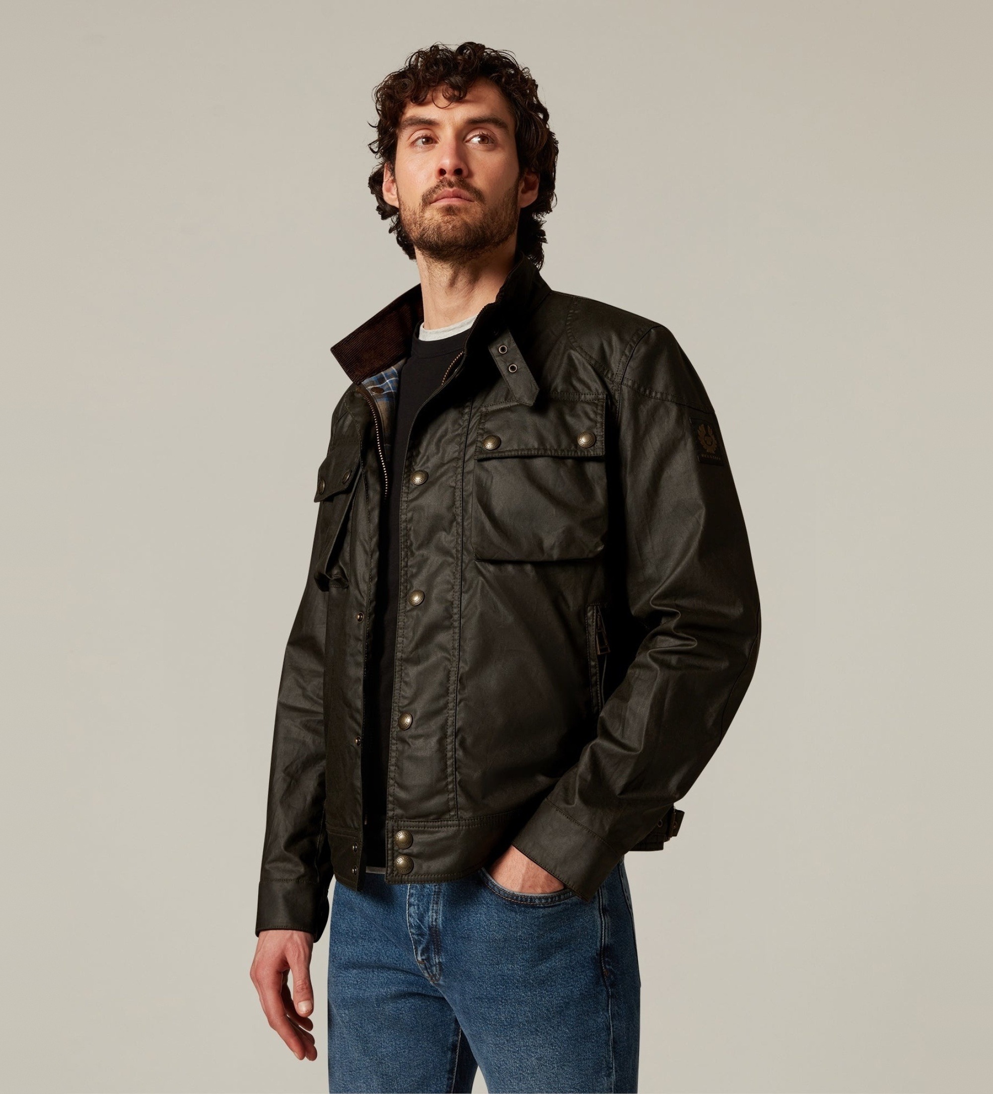 Belstaff für Herren. 105306 Racemaster-Jacke in verwaschener Olivgrün (46), Lässig, Baumwolle