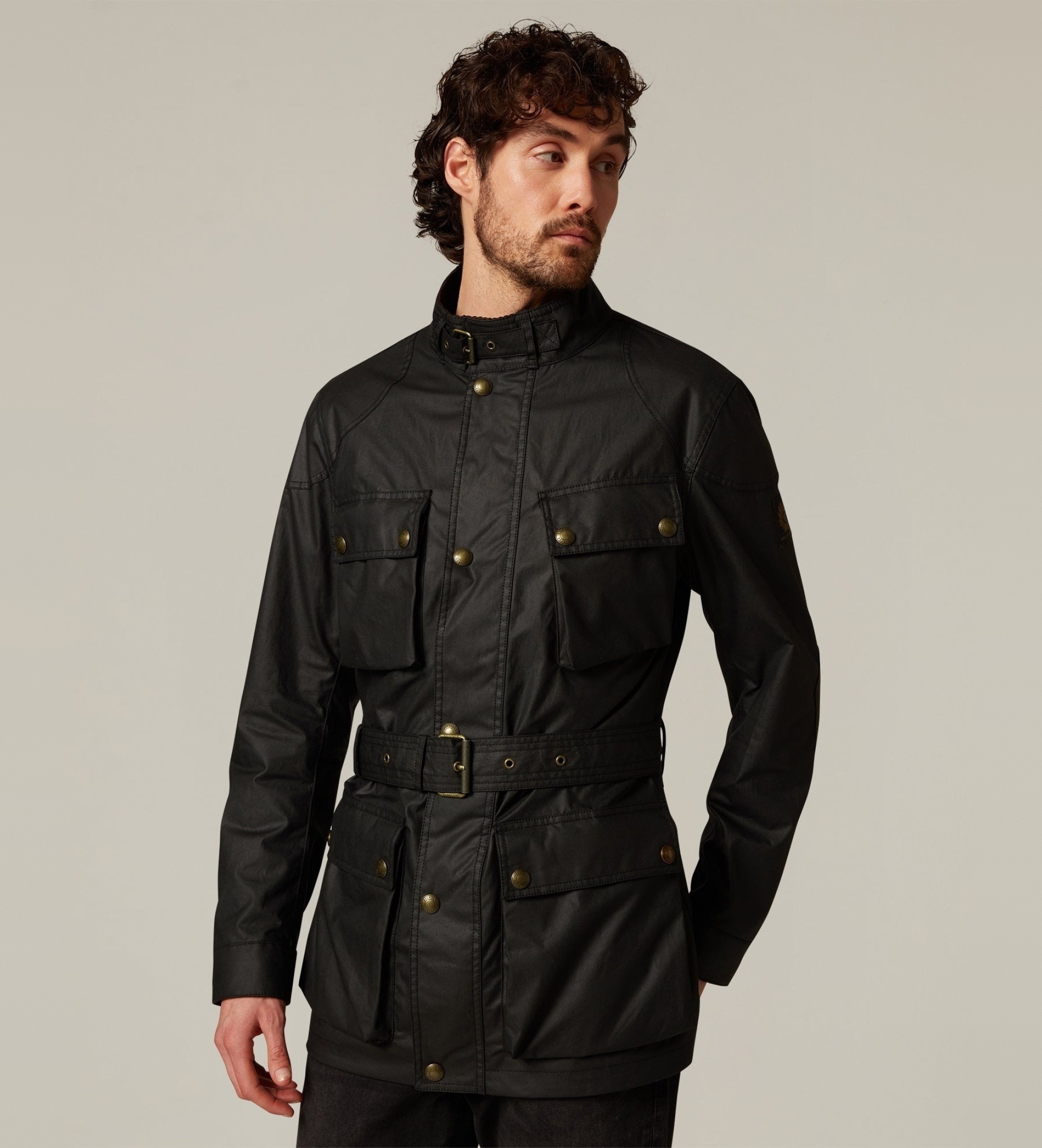Belstaffvoor mannen. 105310 Trialmaster jas zwart (50), Casual, Katoen