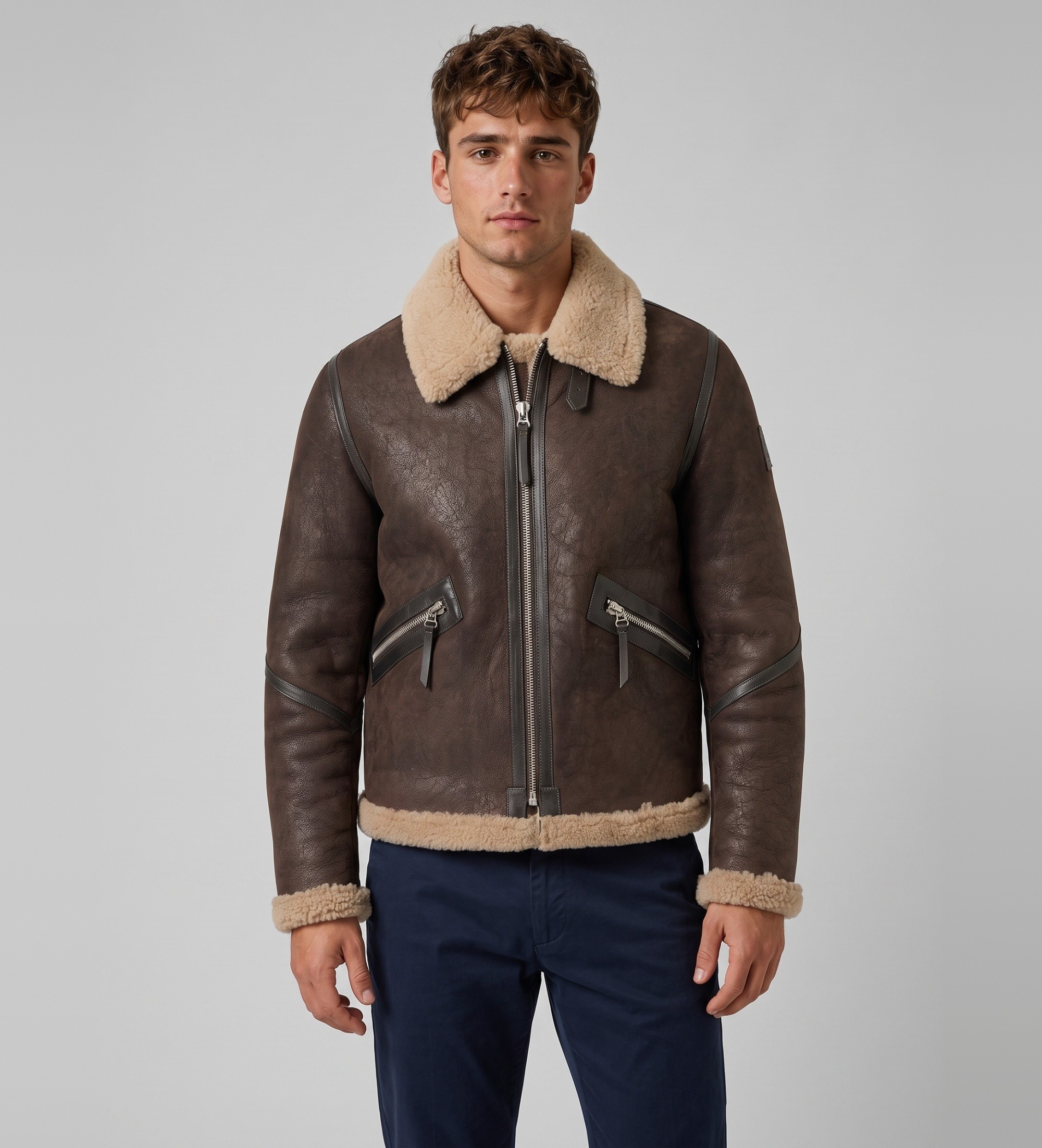 Belstaff für Herren. 106550 Braune Winterbrook-Lederjacke (M), Lässig