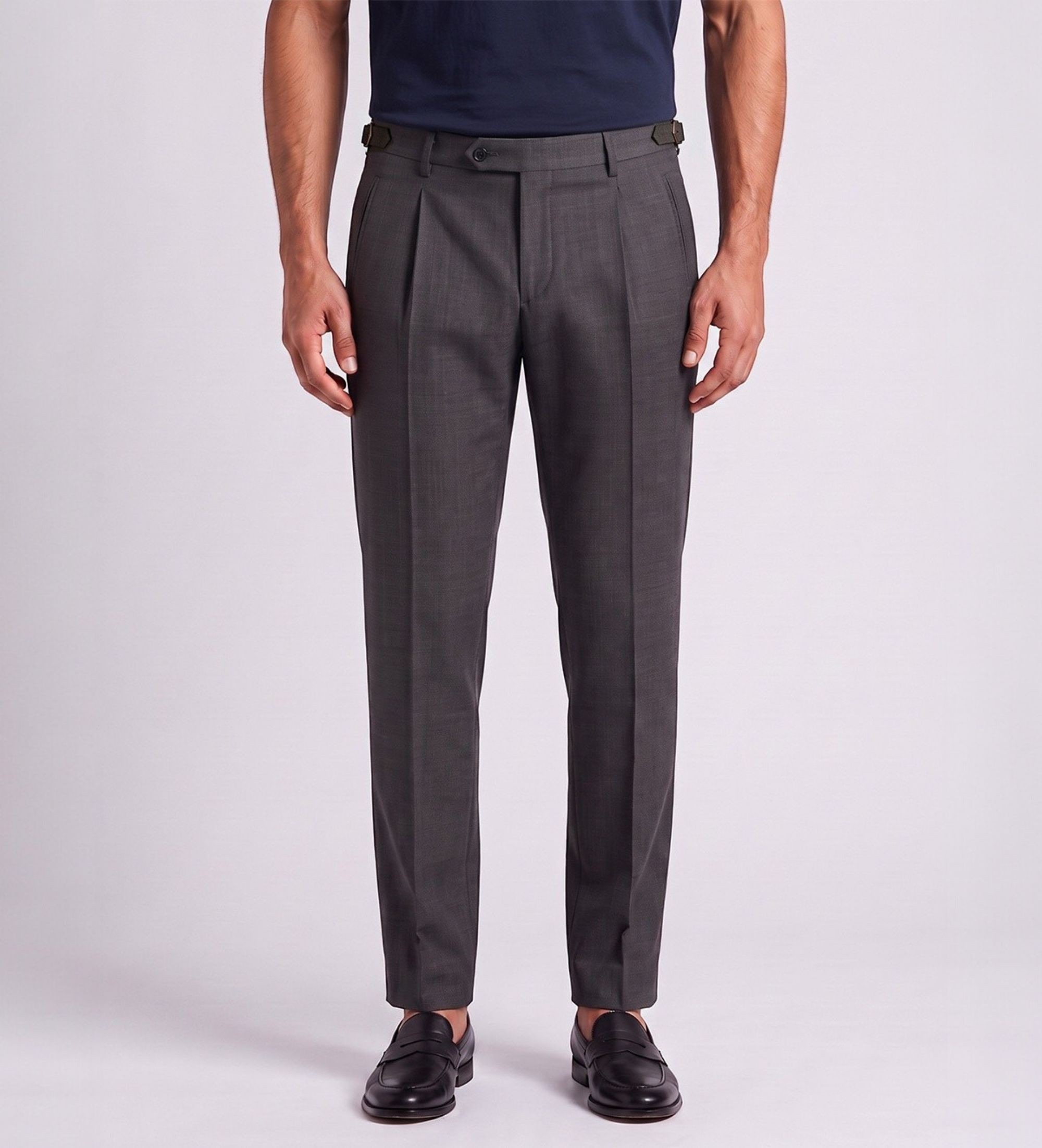 Berwich für Herren. bn7000x Retrolong Hose grau (50), Lässig, Klassisch, Polyester