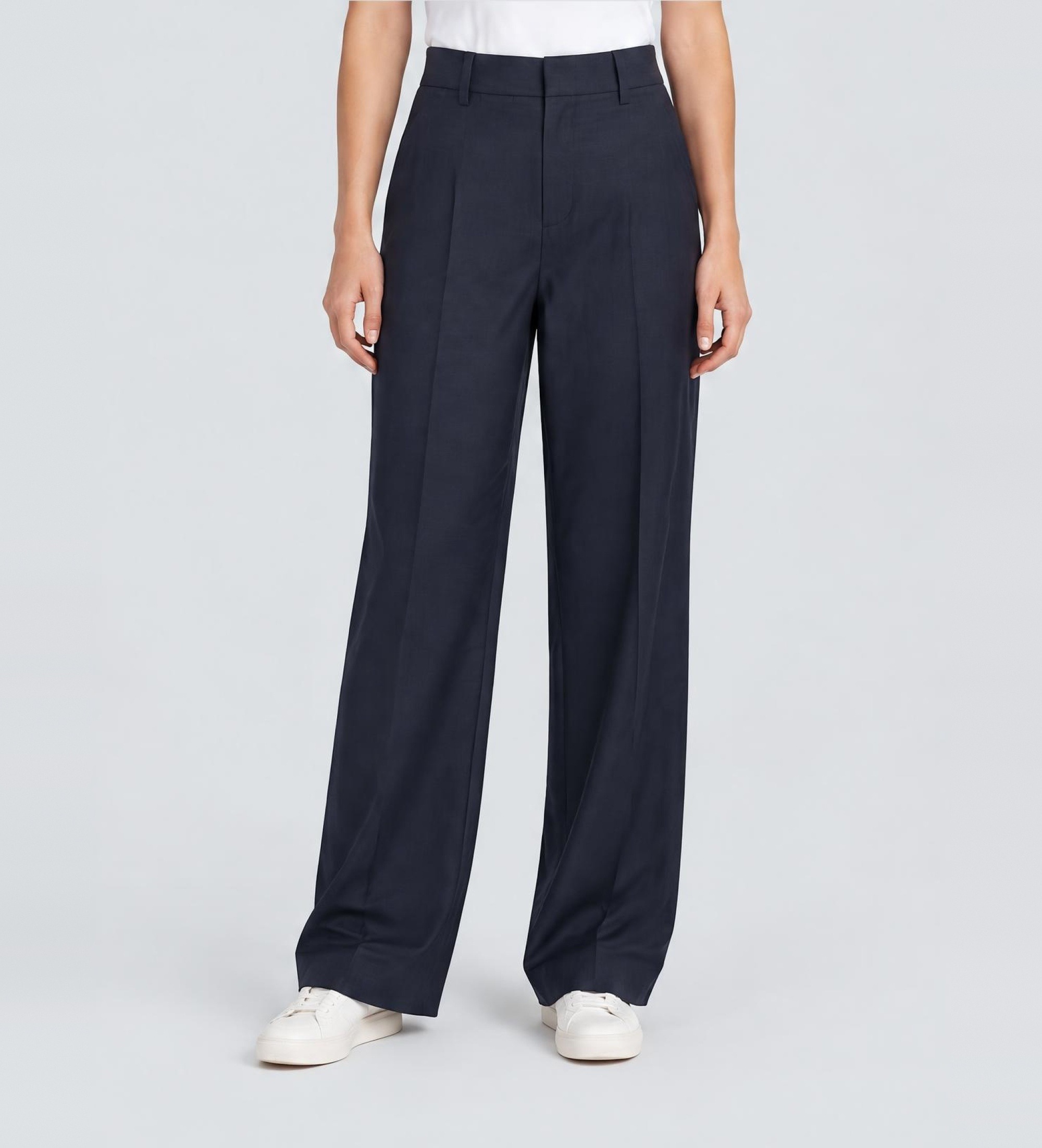 Berwichvoor vrouwen. fa1755x Broek Serena Crop marineblauw (44), Casual, Wol, Klassiek