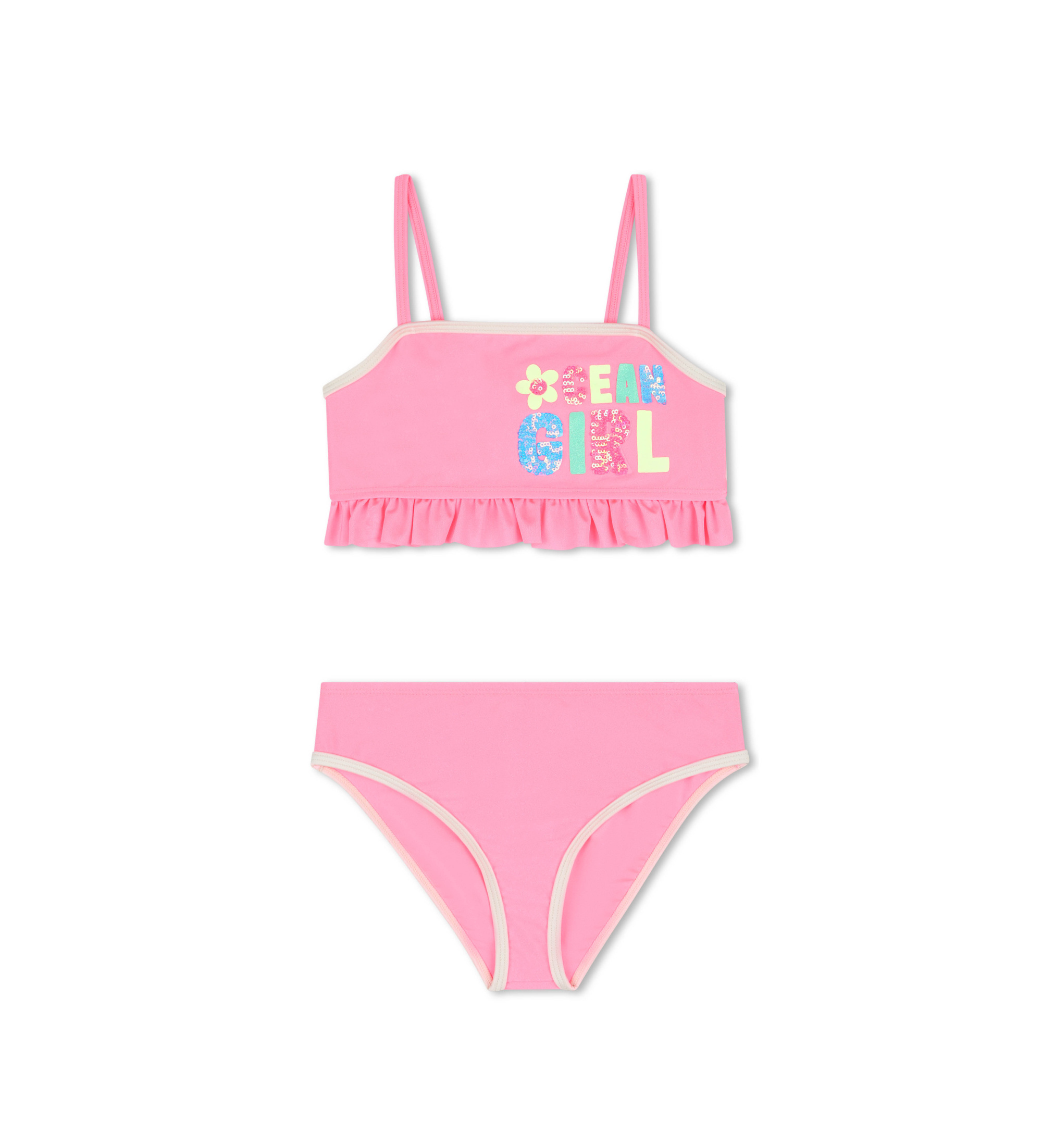 Billieblush für Mädchen. U22157 Rosa Rüschen-Bikini (3Y= 94cm), Strandbekleidung, Polyester, Polyamid, Kinderbekleidung