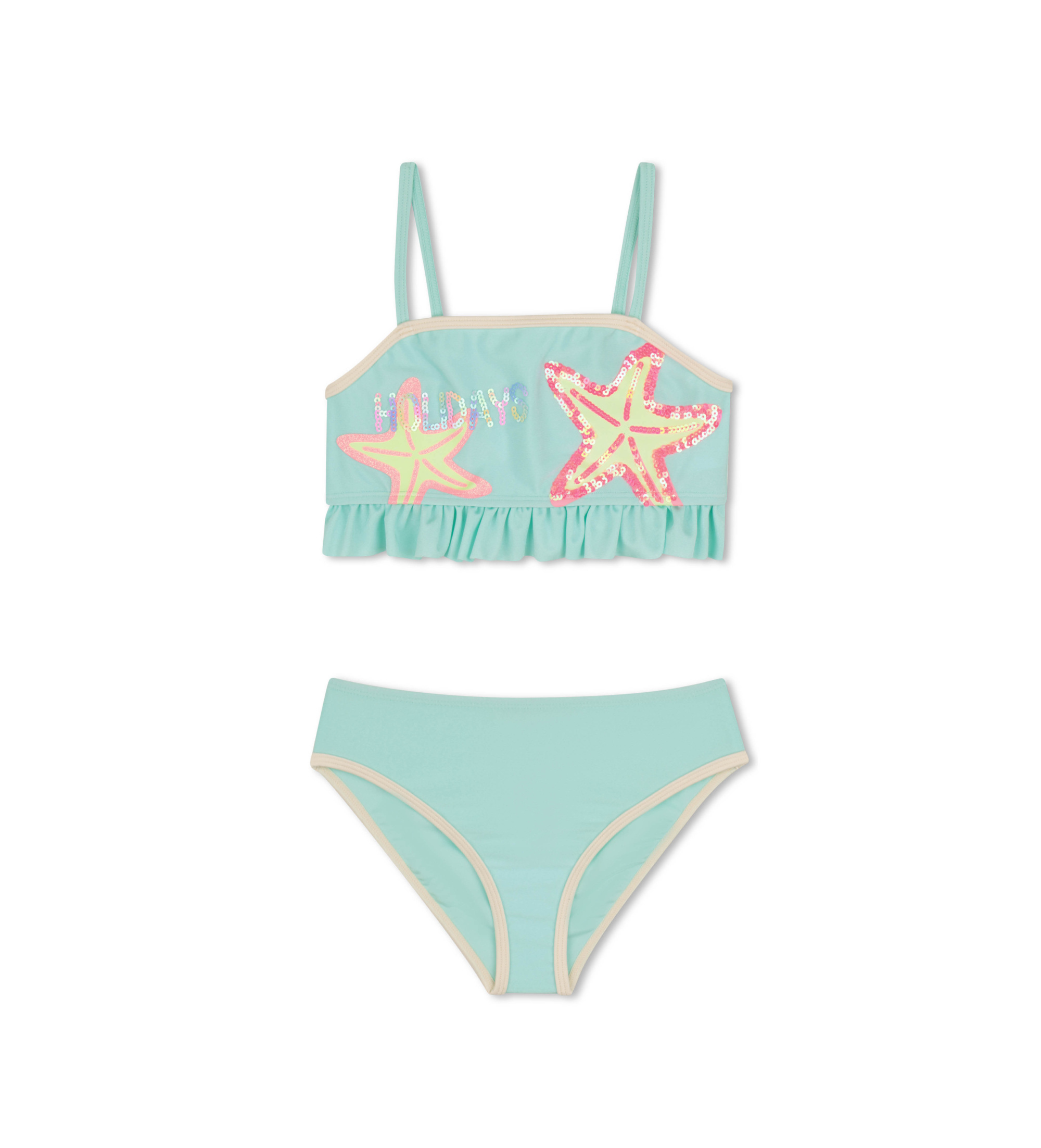 Billieblush für Mädchen. U22157 Türkisfarbener Rüschenbikini (4Y= 102cm), Strandbekleidung, Polyester, Polyamid, Kinderbekleidung