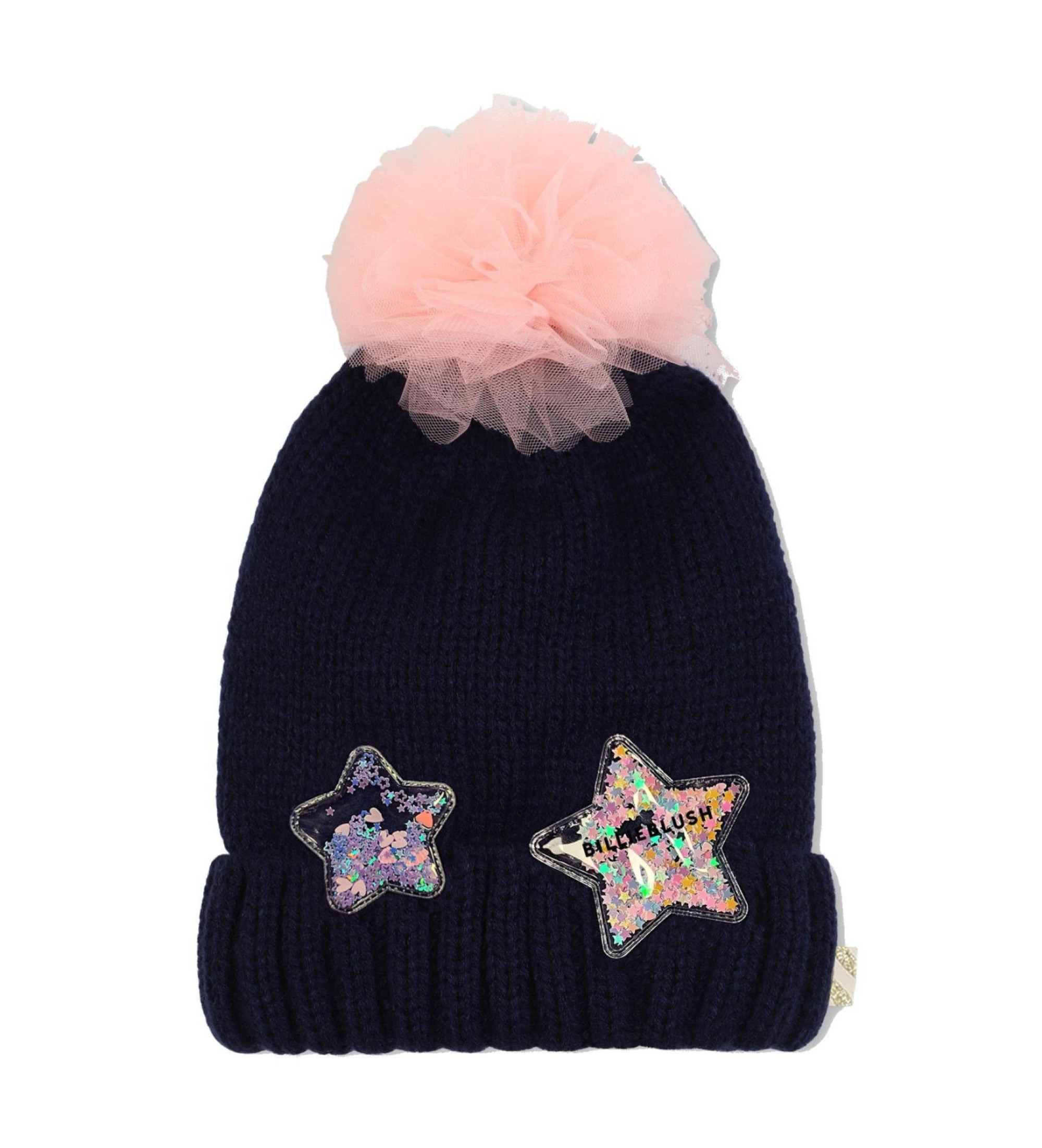 Billieblush für Mädchen. U21525 Marine-Sternmütze (2), Lässig, Wolle, Kinderbekleidung