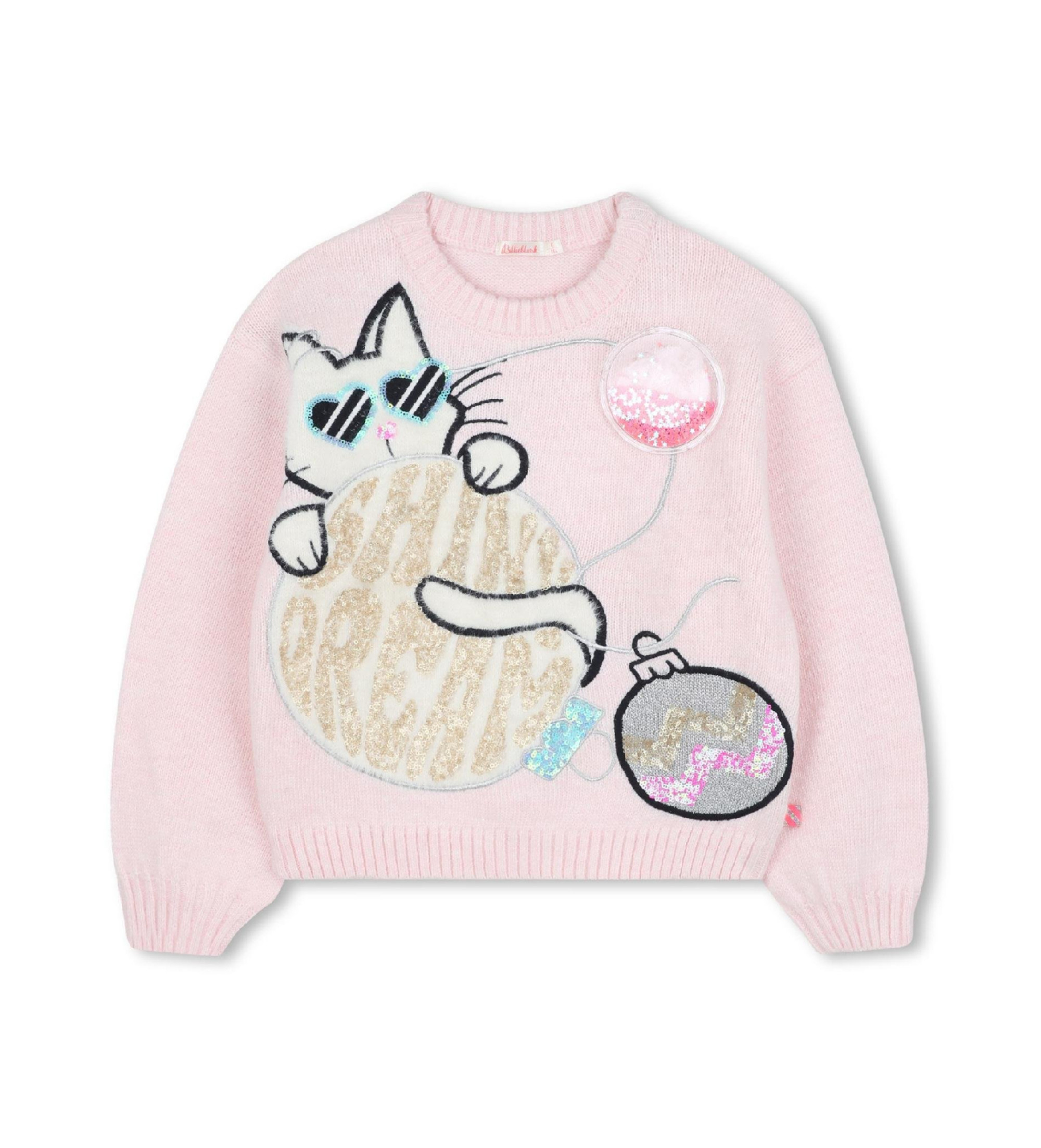 Billieblush für Mädchen. U21380 Rosa Katzen-Pullover (6Y= 114/119cm), Lässig, Baumwolle, Kinderbekleidung