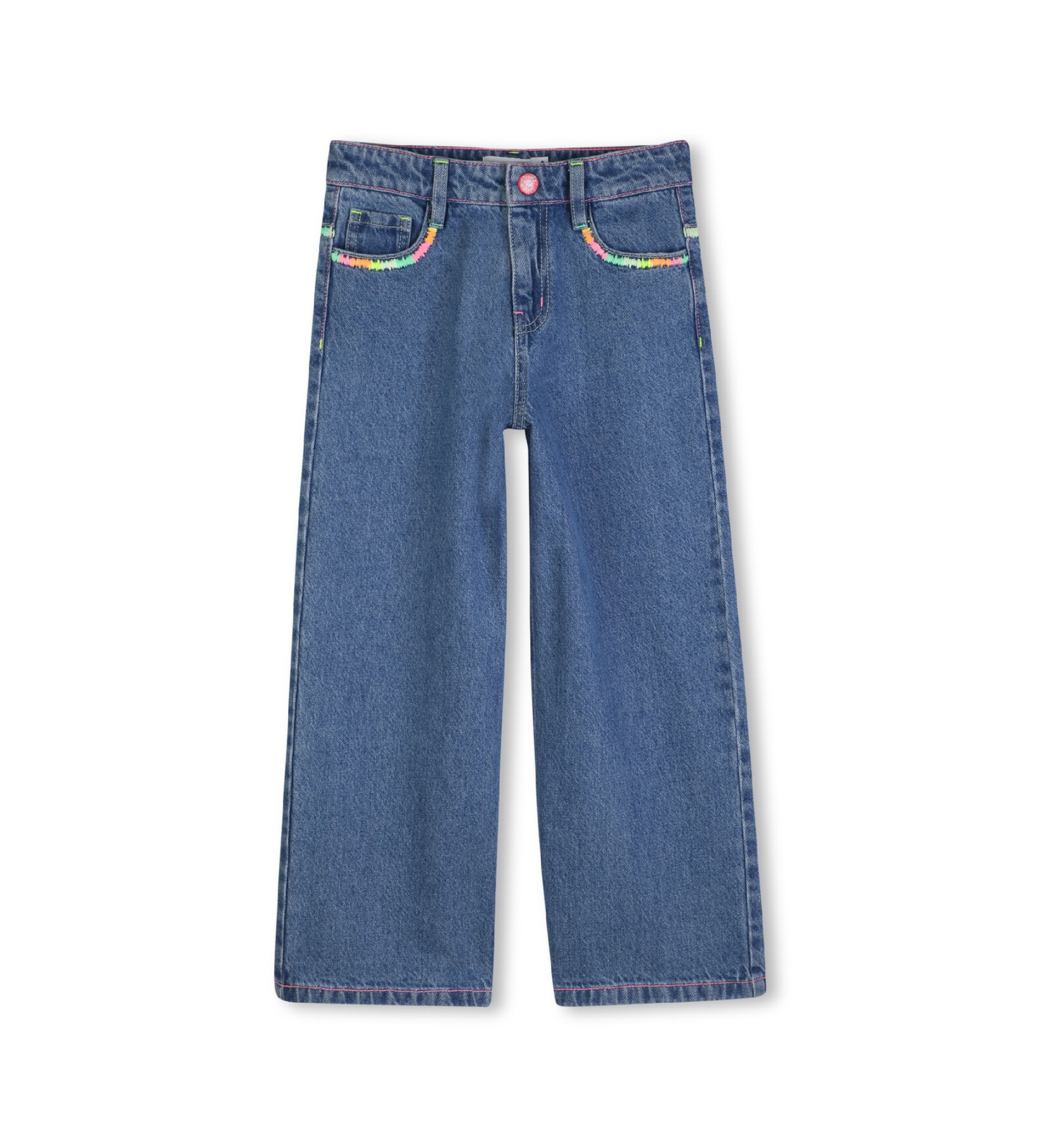 Billieblush für Mädchen. U21875 Blaue bestickte Jeans (4Y= 102cm), Lässig, Baumwolle, Denim, Kinderbekleidung