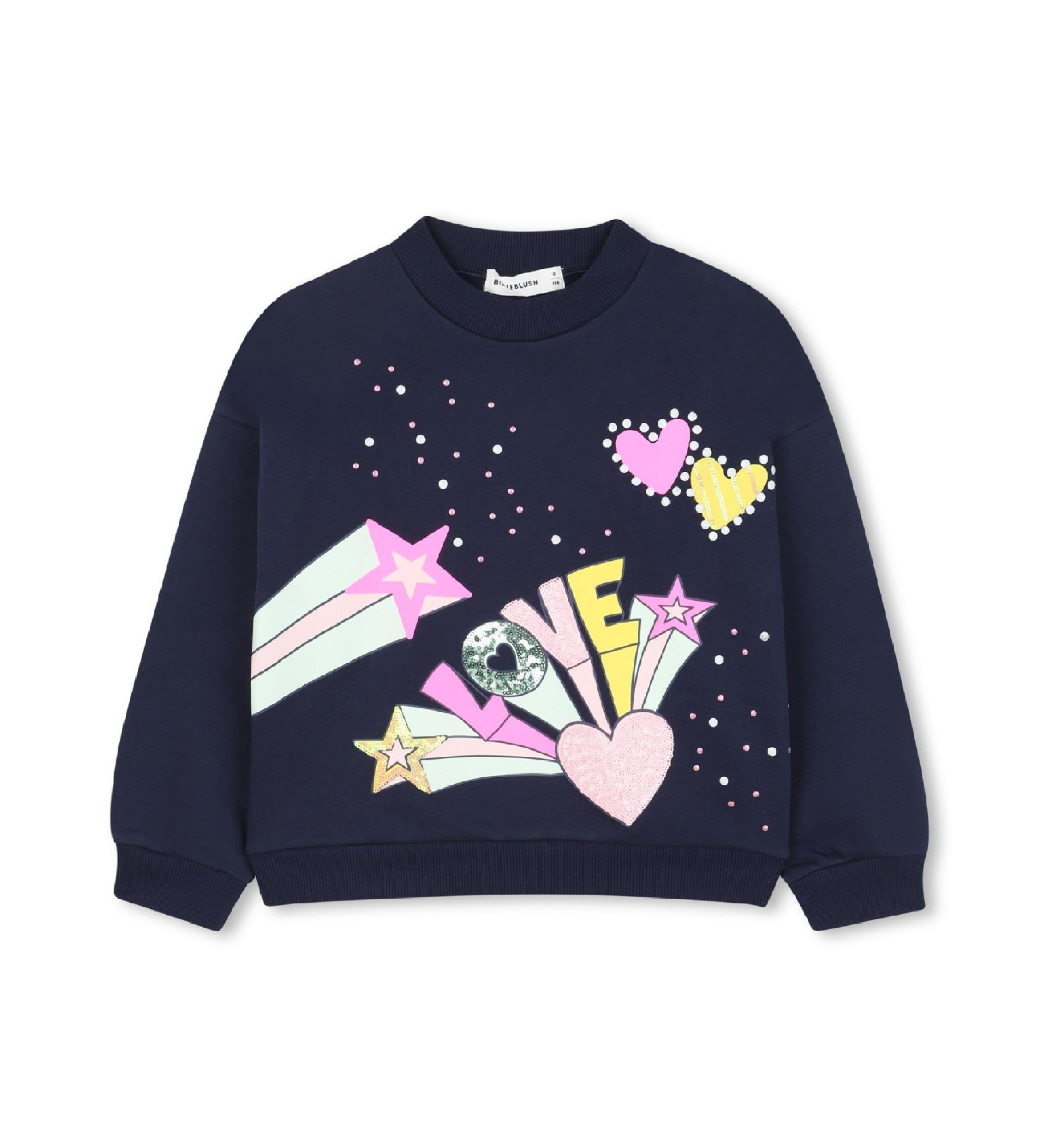 Billieblush für Mädchen. U21603 Sweatshirt Love navy (8Y= 126cm), Lässig, Baumwolle, Marine, Kinderbekleidung