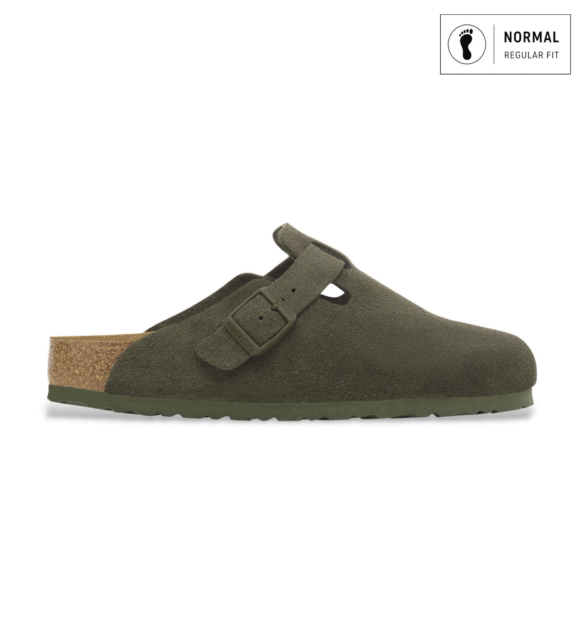 Birkenstockvoor mannen. 1024721 Leren Boston Klompen (Reguliere Pasvorm) groen (45), Leer, Plat, Geen, Casual