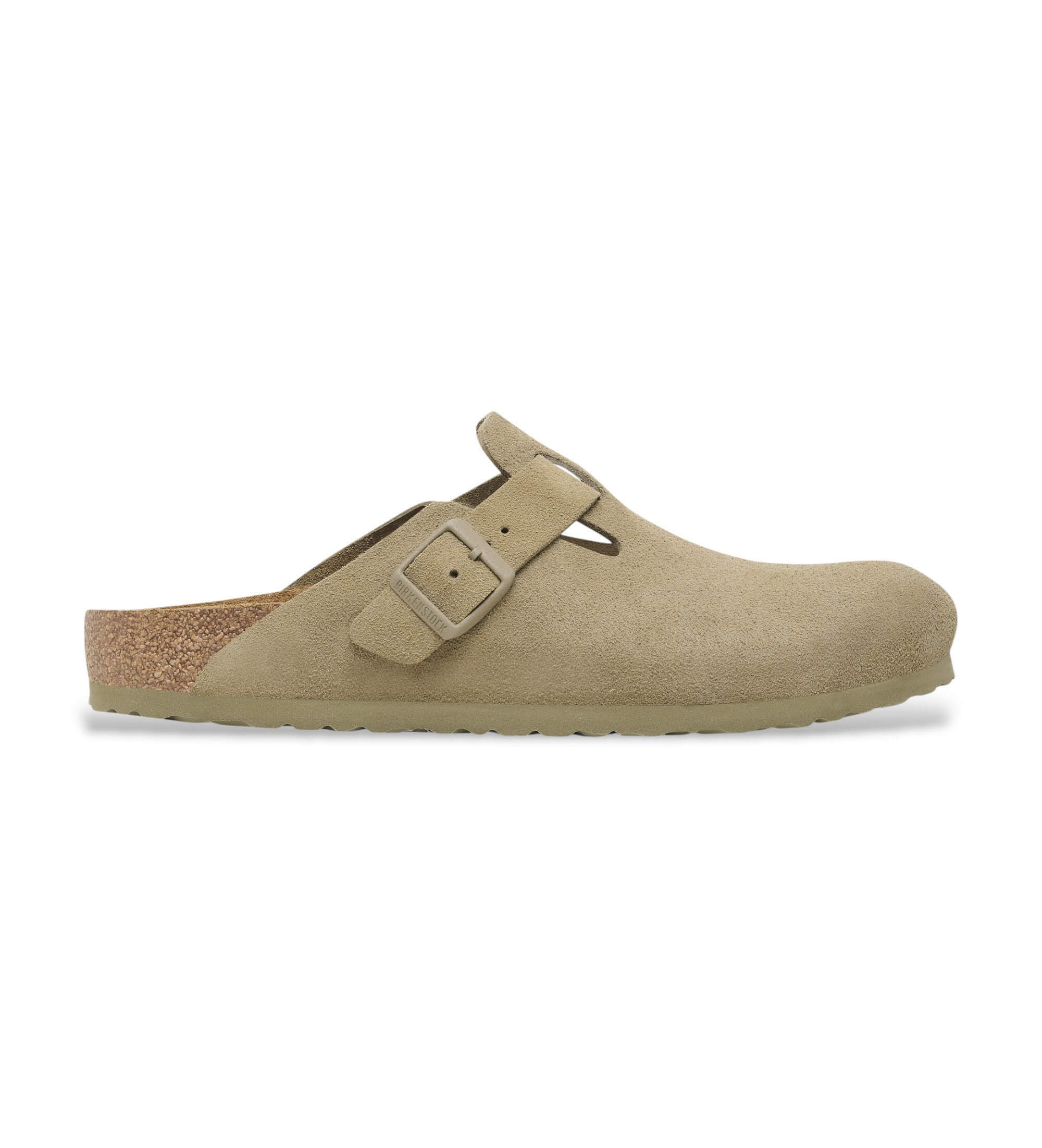 Birkenstock für Herren. 1025788 Leder-Clogs Boston grün (Reguläre Passform) khaki (43), Wohnung, Keine, Lässig