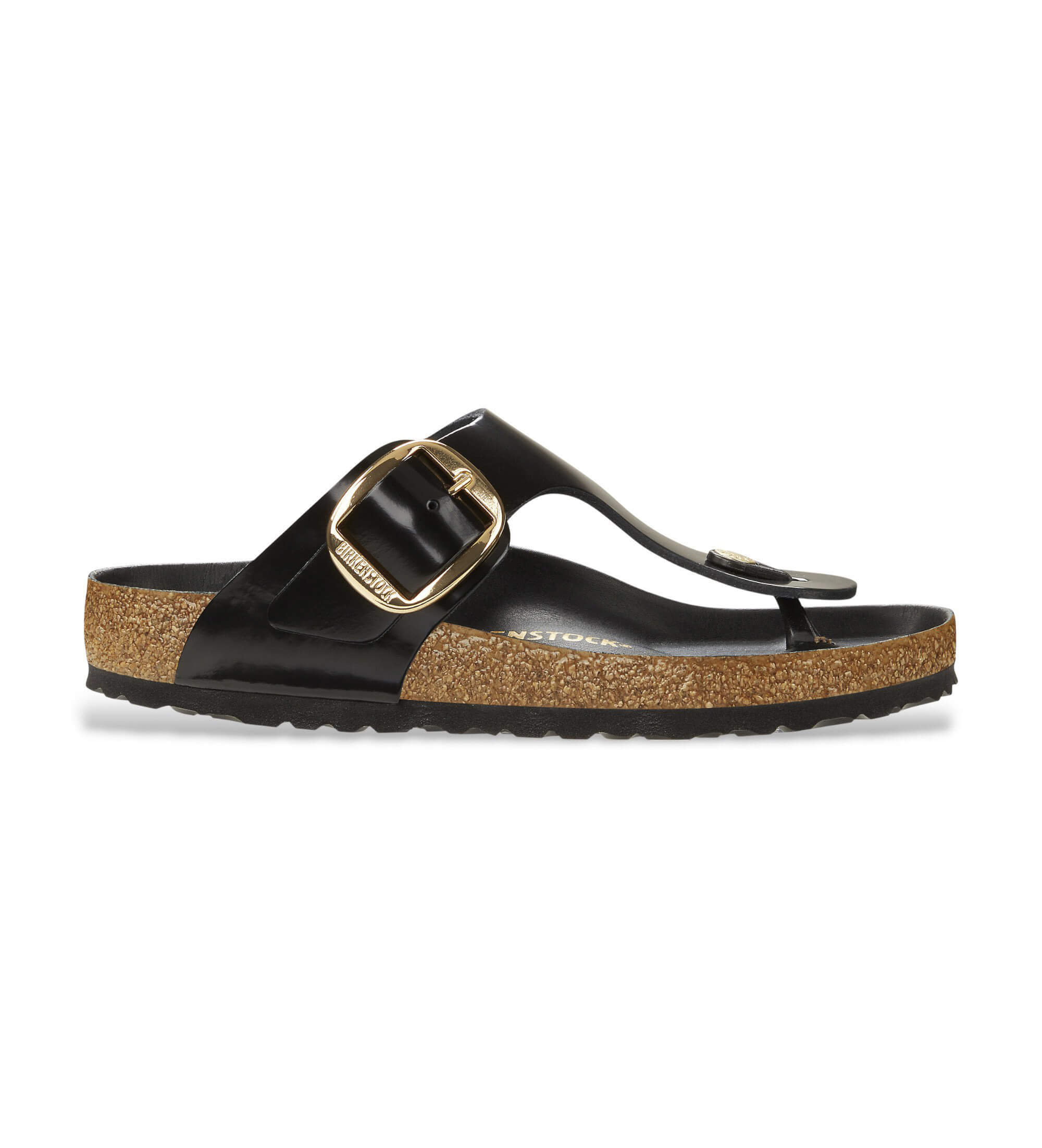 Birkenstock für Damen. 1021467 Leder-Sandalen Gizeh Big Buckle (Normale Passform) schwarz (37), Wohnung, Keine, Lässig