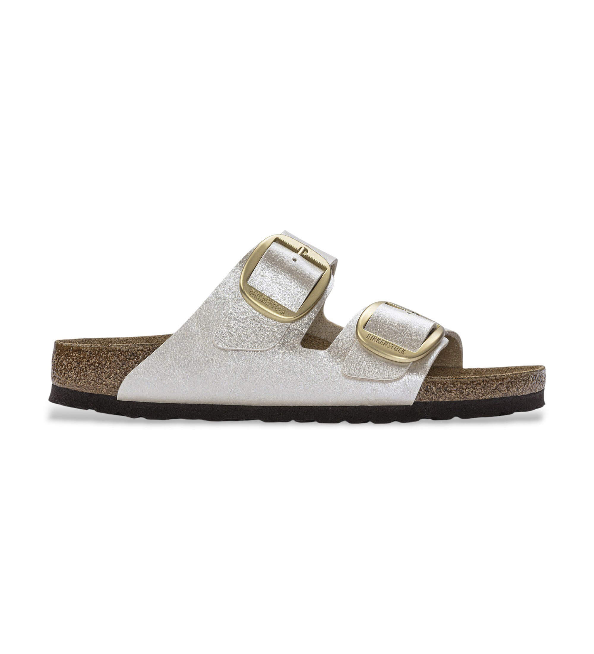 Birkenstock für Damen. 1020021 Sandalen Arizona Big Buckle weiß (Schmale Passform) perlgold (38), Wohnung, Keine, Lässig