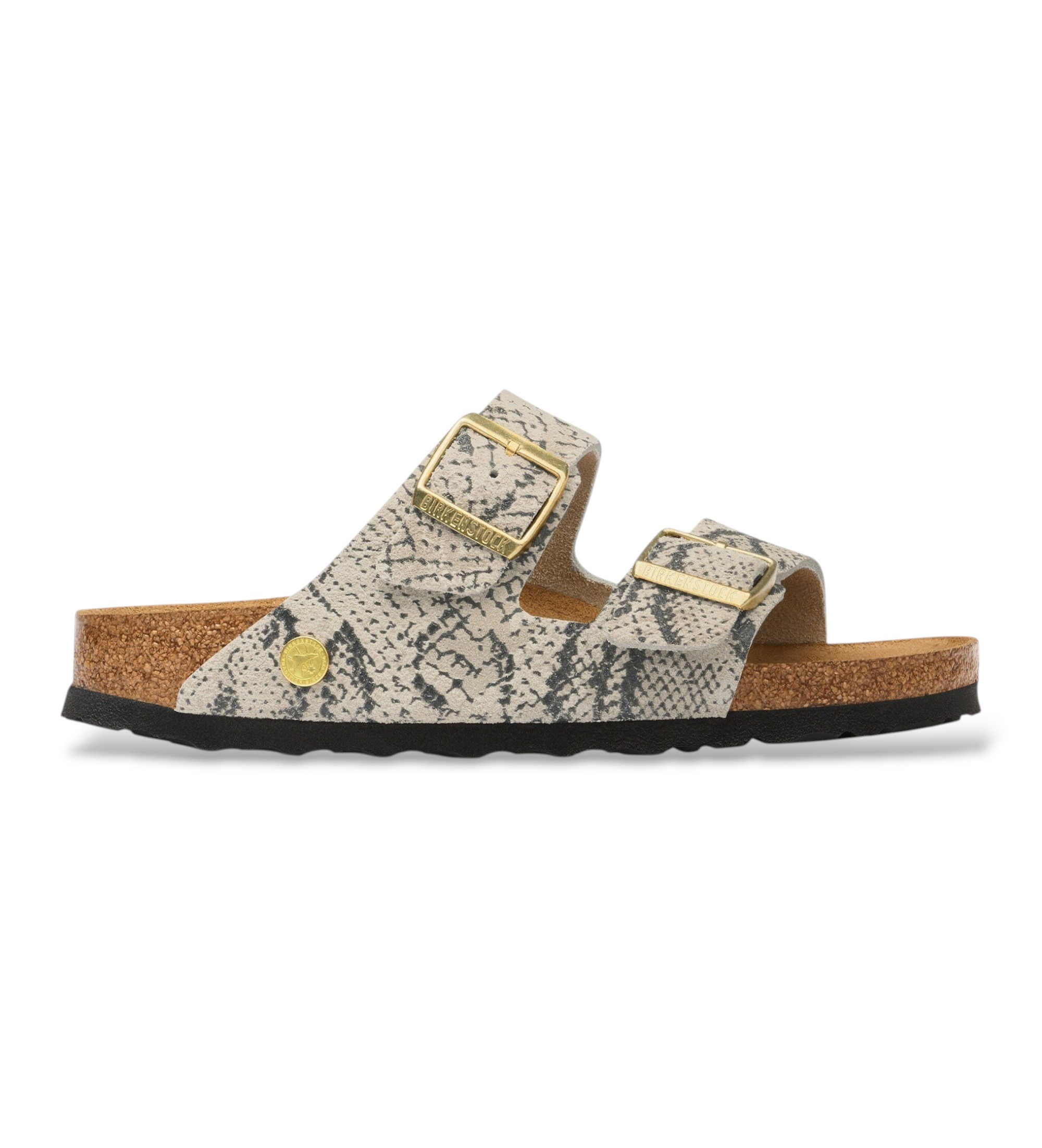 Birkenstock für Damen. 1033065 Sandalen aus Leder Arizona (Schmale Passform) beige (40), Wohnung, Wildleder, Keine, Lässig, Tierdruck
