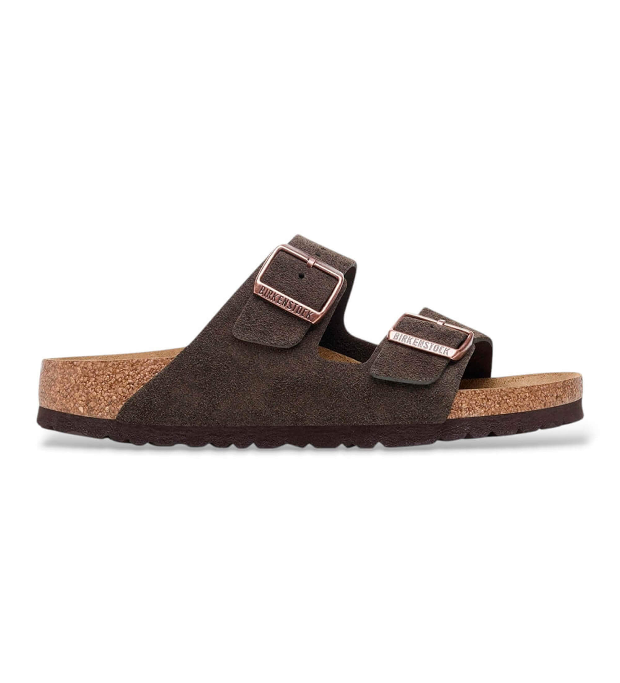 Birkenstock für Damen. 1027083 Leder-Sandalen Arizona (Schmale Passform) braun (39), Wohnung, Wildleder, Schnalle, Lässig