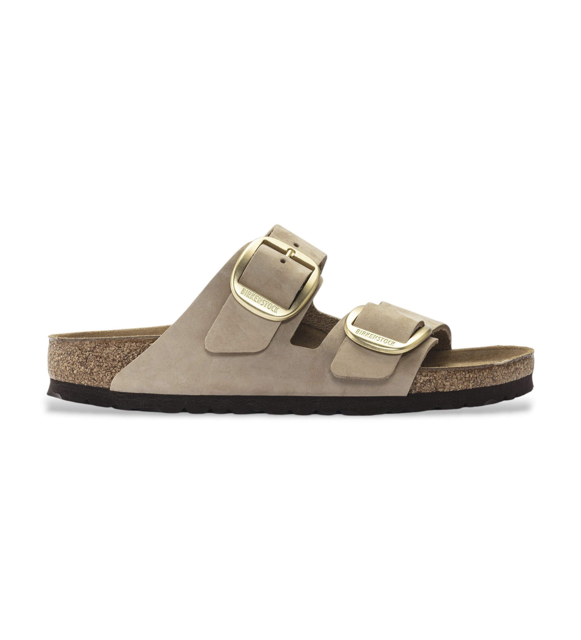 Birkenstock für Damen. 1024064 Leder-Sandalen Arizona Big Buckle (Schmale Passform) beige (36), Wohnung, Nobuck, Keine, Lässig