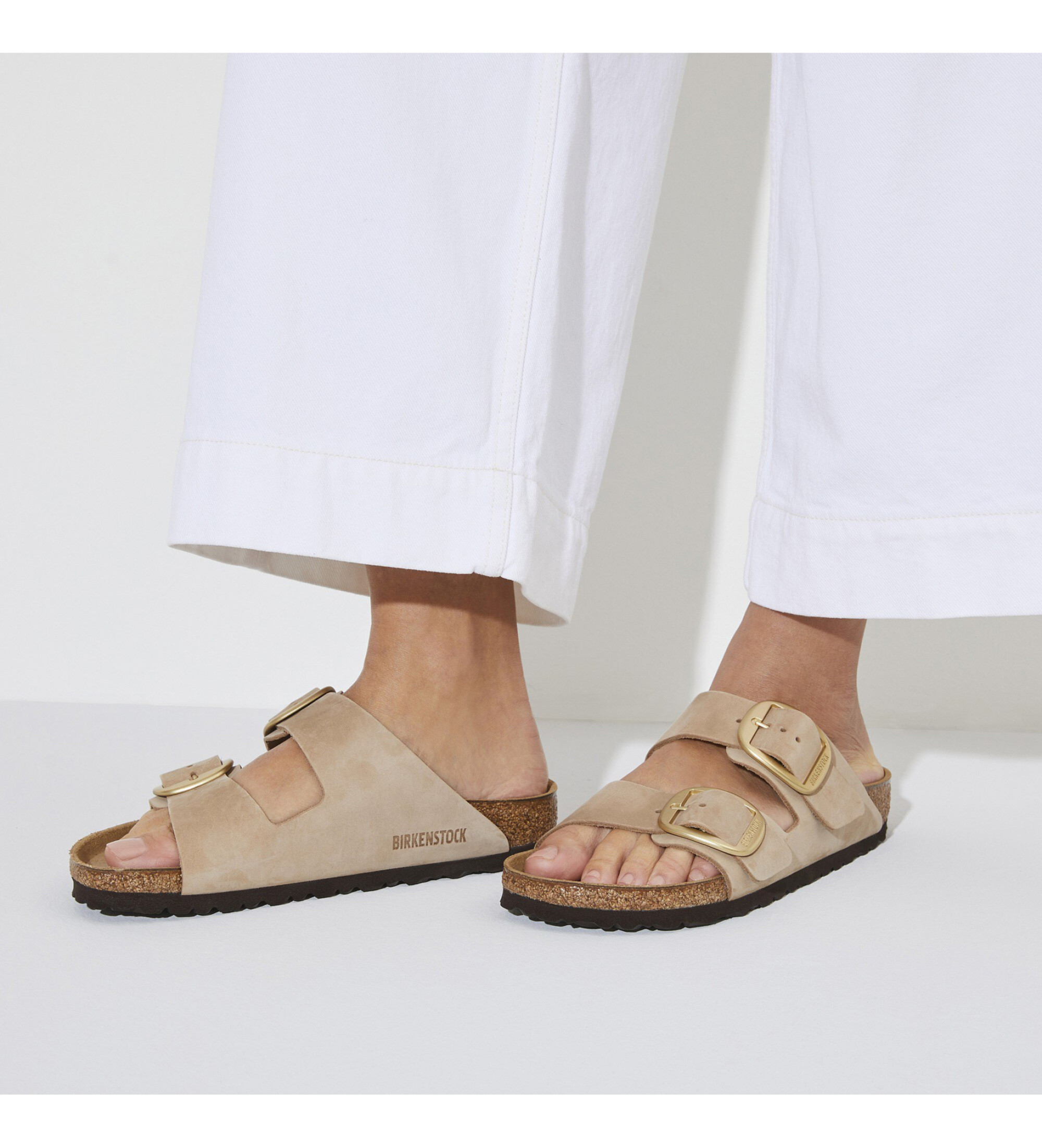 Birkenstock dla kobiet. 1024064 Sandały skórzane Arizona Big Buckle (Wąskie dopasowanie) beżowe (37), Skóra, Be&