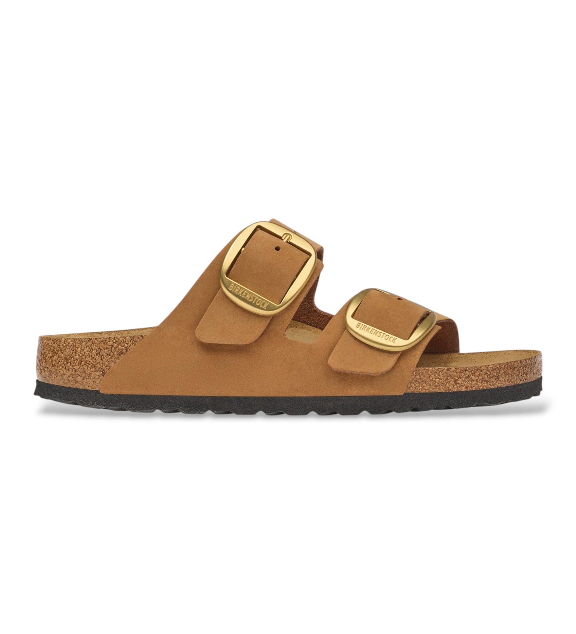 Birkenstock für Damen. 1032989 Sandalen aus Leder Arizona Big Buckle Nubuck (Schmale Passform) braun (38), Wohnung, Wildleder, Keine, Lässig
