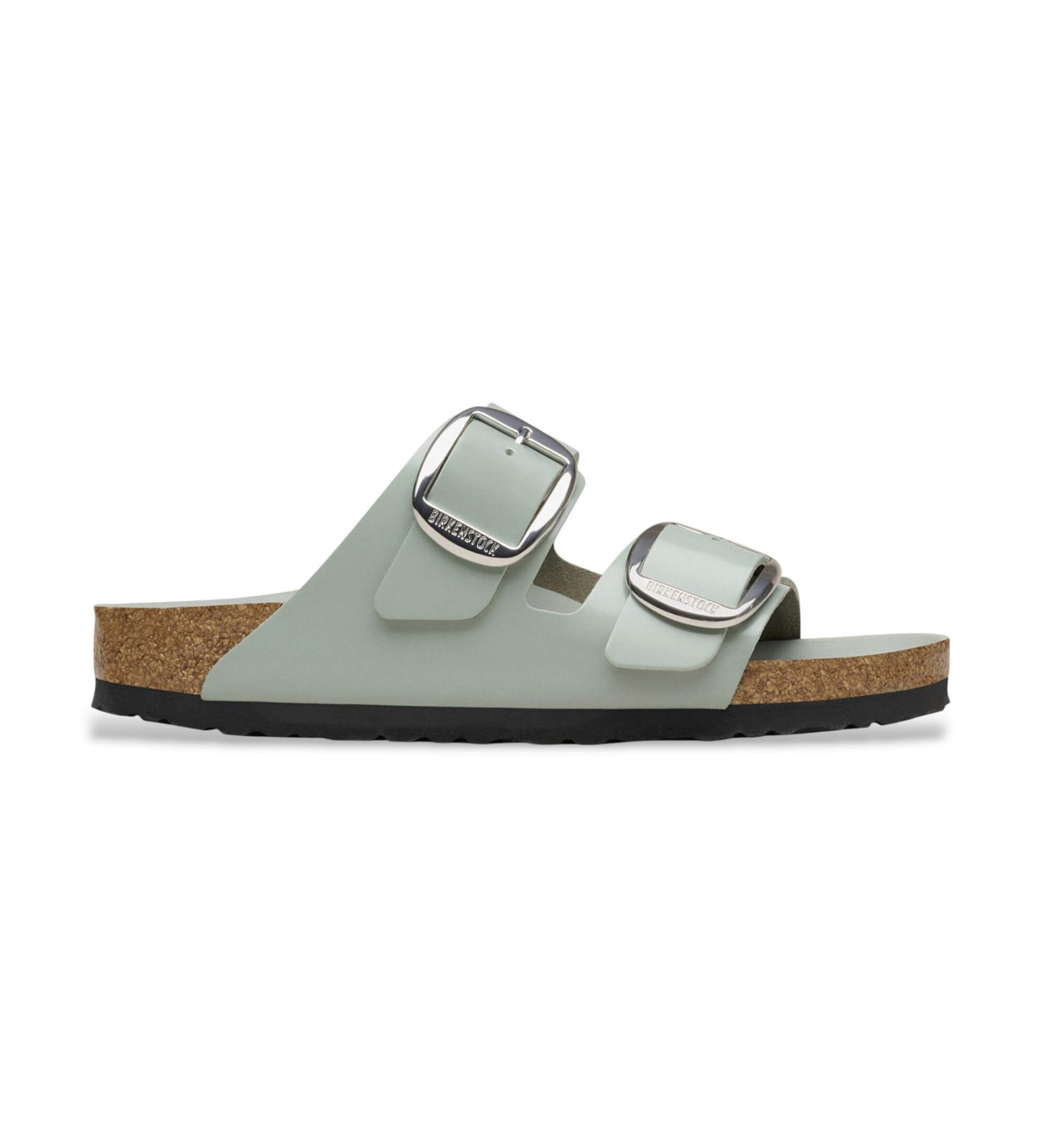 Birkenstock für Damen. 1031882 Leder-Sandalen Arizona Big Buckle (Schmale Passform) grün (38), Wohnung, Keine, Lässig