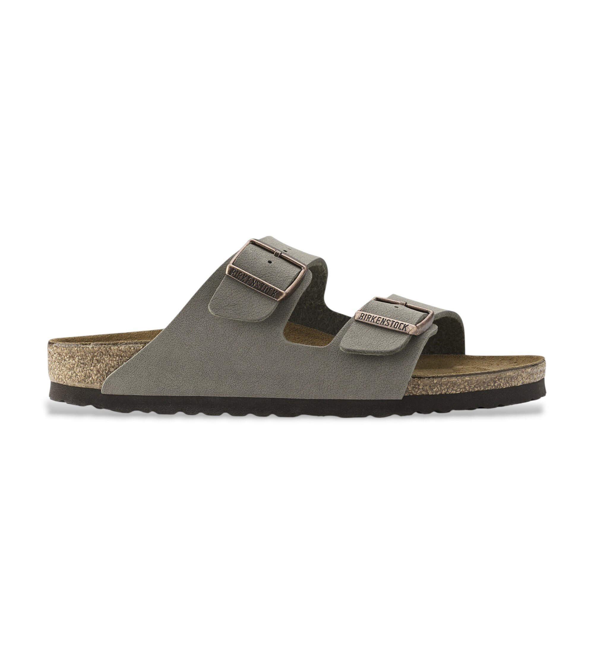 Birkenstock für Damen. 151213 Sandalen Birko-Flor Nubuck Arizona Stone (Schmale Passform) grau (38), Leder, Wohnung, Keine, Lässig