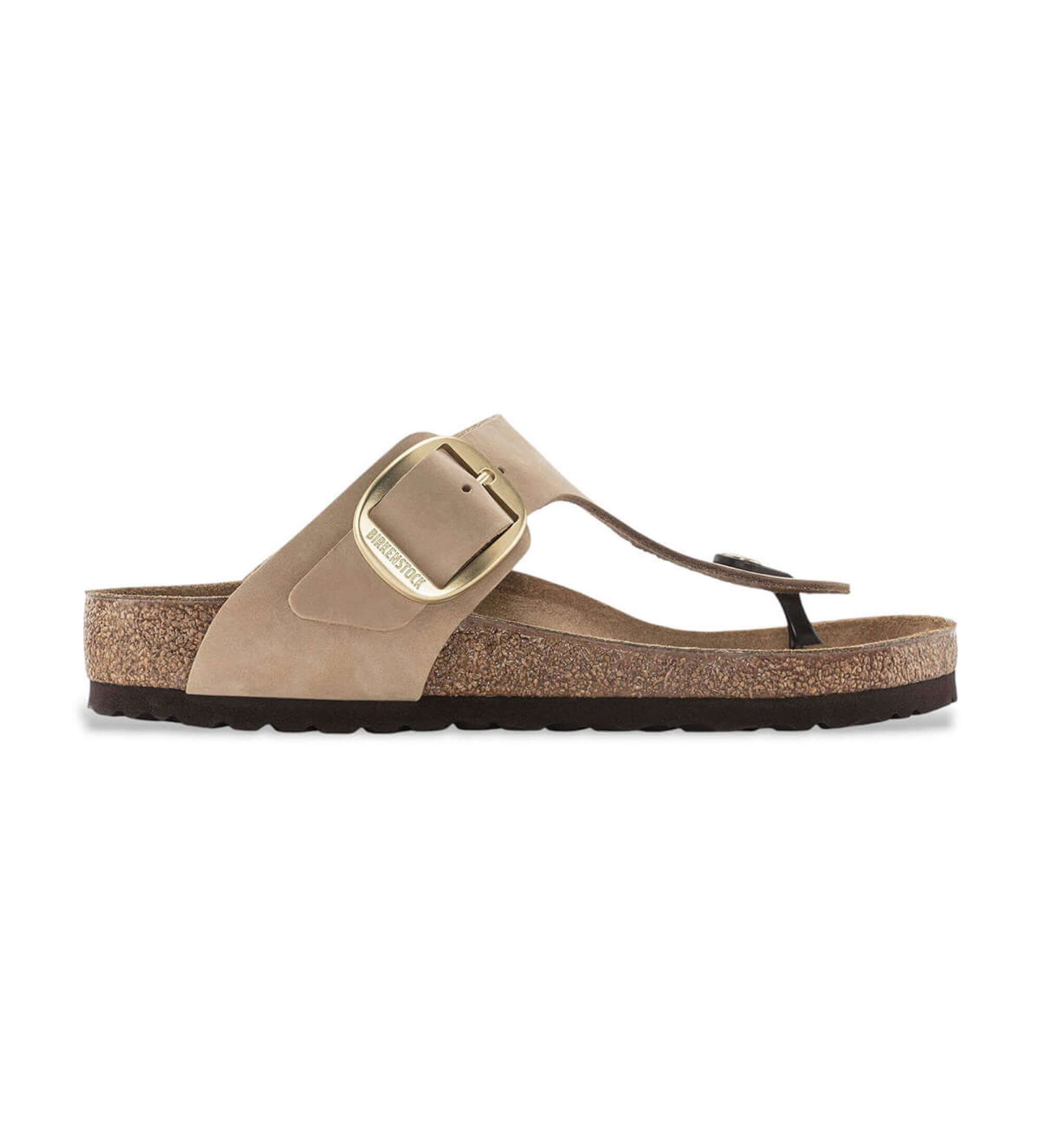 Birkenstock für Damen. 1024007 Gizeh Big Buckle Nubukleder-Sandalen (schmale Passform) braun (38), Wohnung, Keine, Lässig