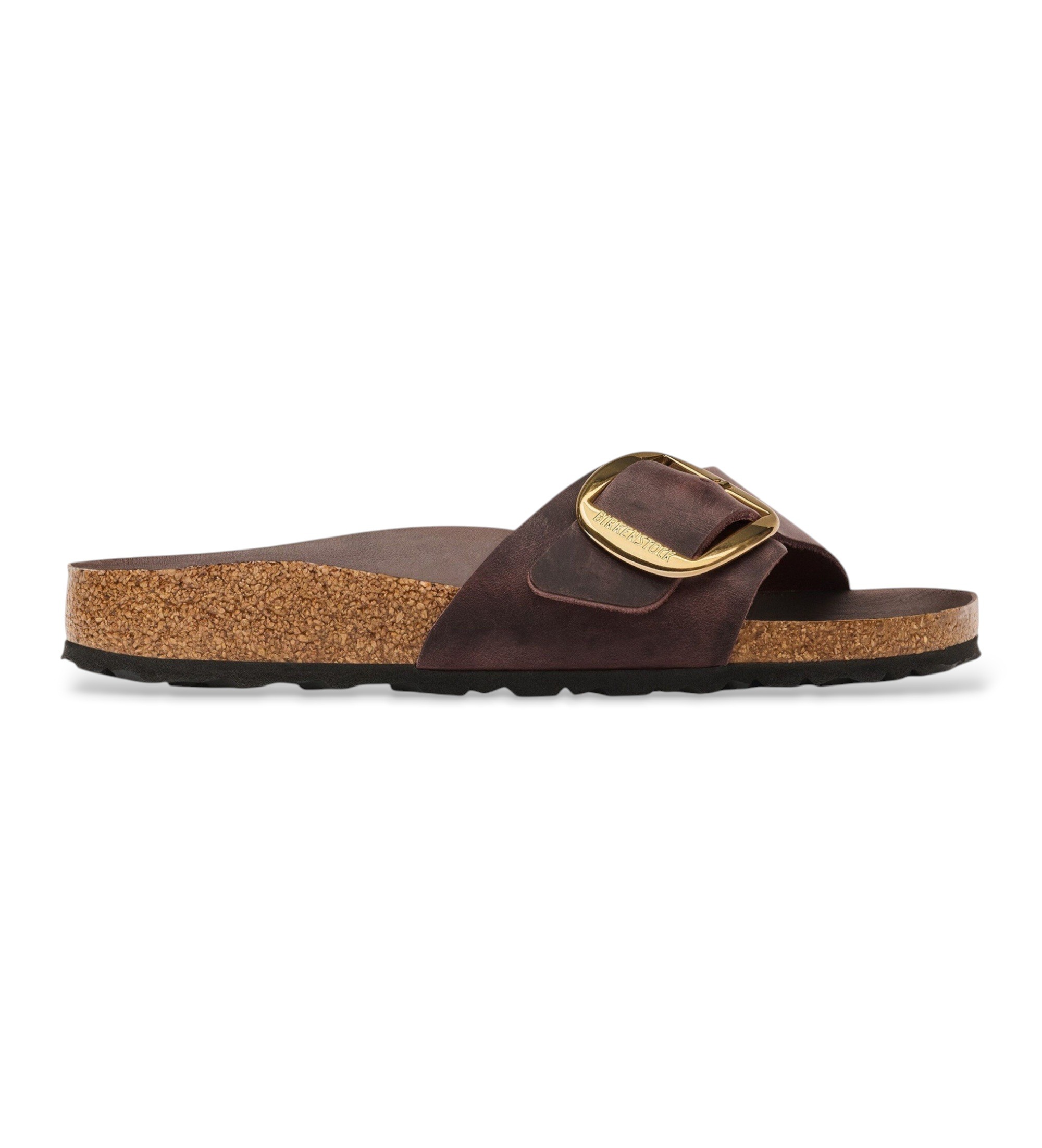 Birkenstock für Damen. 1032914 Leder-Sandalen Madrid Big Buckle (Schmale Passform) braun (38), Wohnung, Keine, Lässig